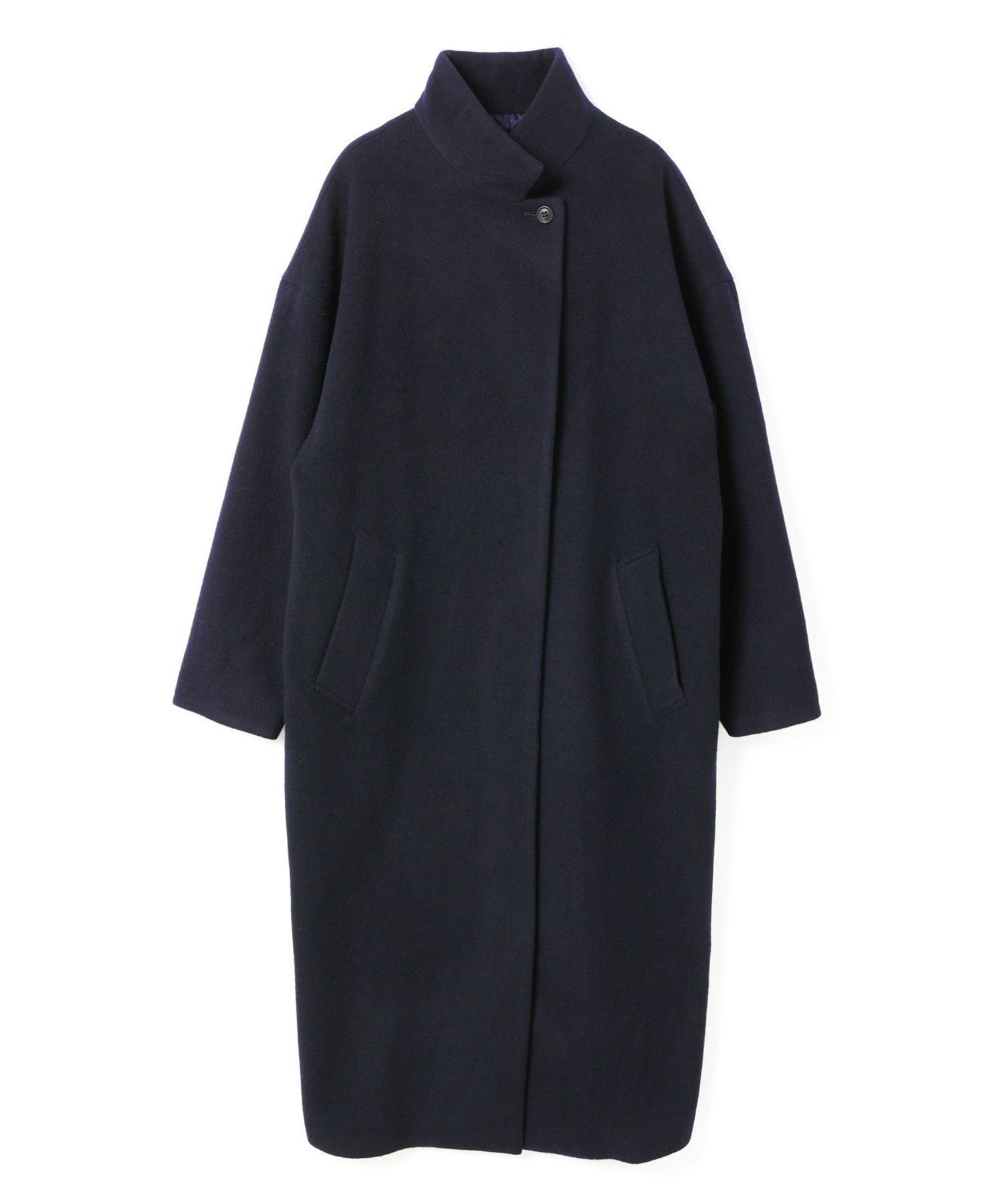 【マーコート/MARcourt】のmizuiro ind ウールブレンドスタンドカラーコート インテリア・キッズ・メンズ・レディースファッション・服の通販 founy(ファニー) 　ファッション　Fashion　レディースファッション　Fashion for Women　アウター　Coat / Outerwear Collection　コート・ロングコート・ピーコート　Long Coats, Peacoats & More　ネイビー|ID: prp329100004788531 ipo3291000000034831173