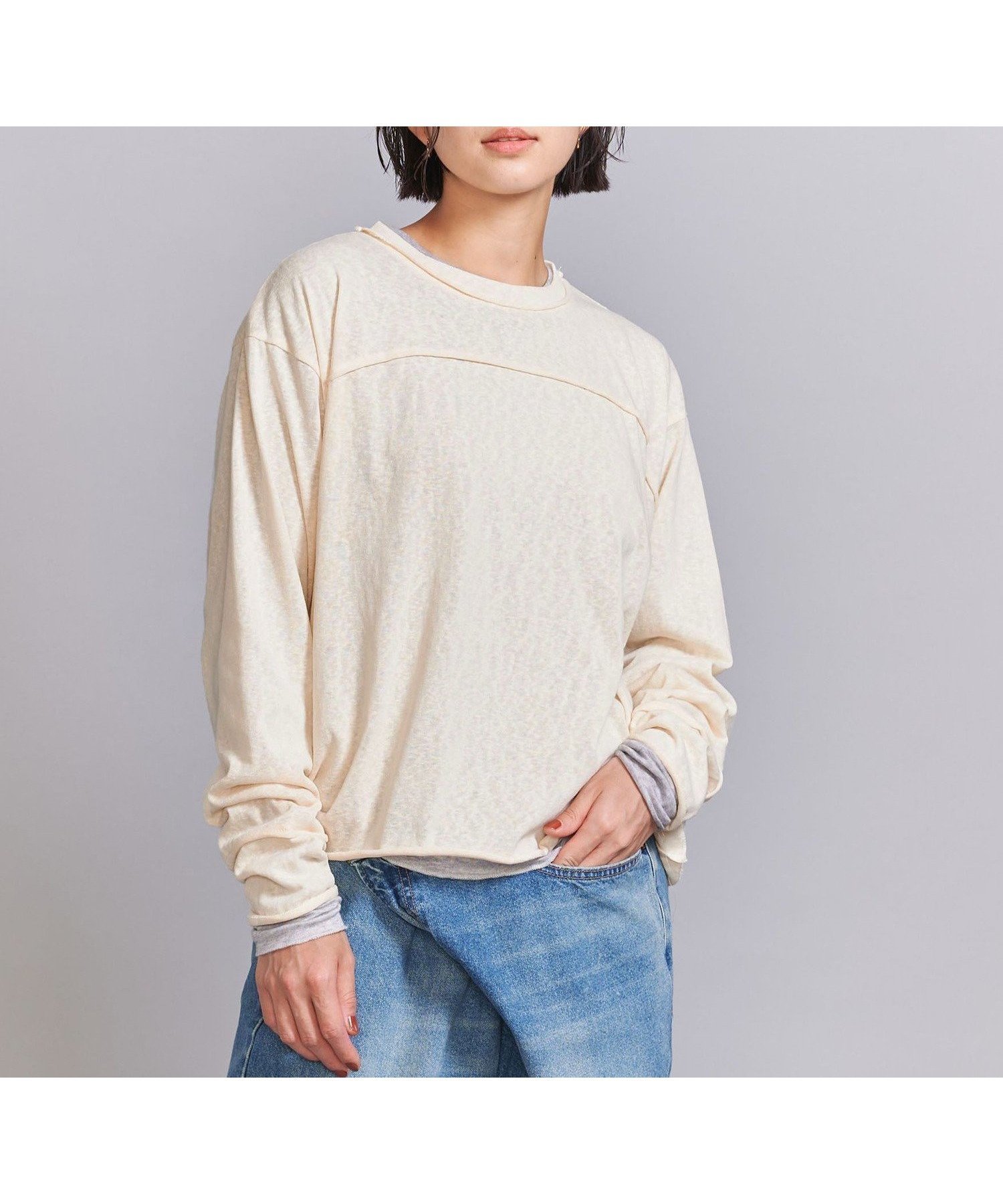 【ユナイテッドアローズ/UNITED ARROWS】のスラブカットオフ ロングスリーブTシャツ インテリア・キッズ・メンズ・レディースファッション・服の通販 founy(ファニー) 　ファッション　Fashion　レディースファッション　Fashion for Women　トップス・カットソー　Cut & Sew Tops　シャツ・ブラウス・オフィスカジュアル　Elegant Blouses & Button-Ups　ロングTシャツ・Tシャツ　Longline T-Shirts & Tees　インナー　Innerwear　カットオフ　Cut-Off Design　カットソー　Cut and Sewn Top　カーディガン　Cardigan, Knitwear　シアー　Sheer, See-Through　シンプル　Simple, Minimal　ジャケット　Jacket, Outerwear　スリーブ　Sleeve, Long Sleeve / Short Sleeve　トレンド　Trend, Trending Now　定番　Standard, Basic Item　ベスト　Vest, Waistcoat　ルーズ　Loose, Oversized　ロング　Long, Long-Length　アウトレット　Outlet / Clearance　おすすめ　Recommended / Our Picks　OFF WHITE|ID: prp329100004788564 ipo3291000000034751914