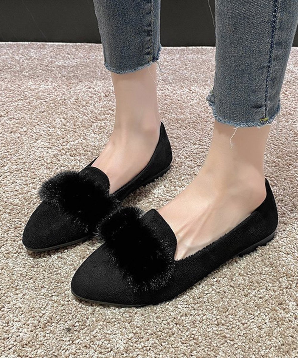 【ミニミニストア/miniministore】のファー付きパンプスポインテッドトゥ韓国風 インテリア・キッズ・メンズ・レディースファッション・服の通販 founy(ファニー) ファッション Fashion レディースファッション Fashion for Women カッティング Cutting Detail フラット Flat, Flat Shoes フロント Front, Front Design 春 Spring A/W・秋冬 Autumn/Winter ビジネス 仕事 通勤 Business / Work / Commuting ブラック|ID: prp329100004788619 ipo3291000000034793551