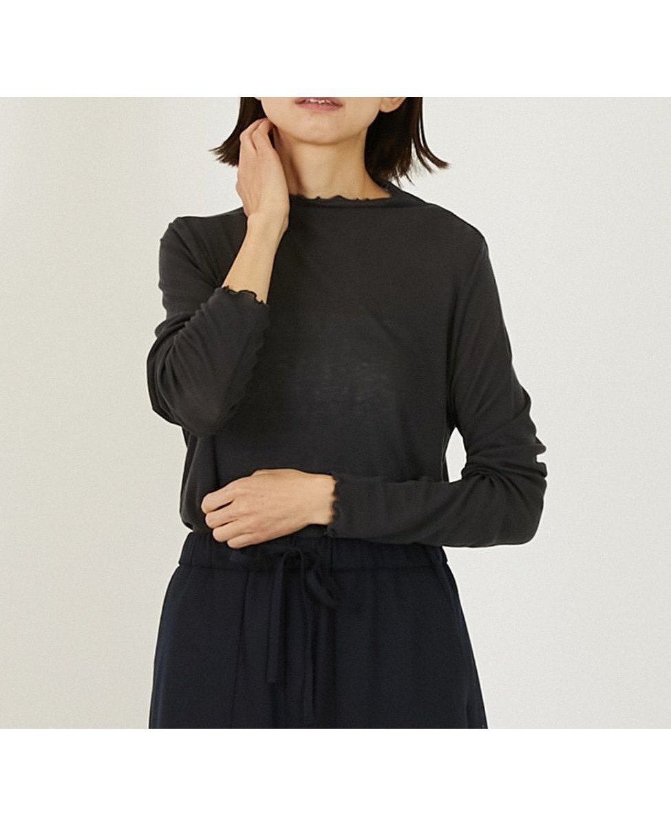 【メルローズ クレール/MELROSE claire】のボトルネックプルオーバー インテリア・キッズ・メンズ・レディースファッション・服の通販 founy(ファニー) ファッション Fashion レディースファッション Fashion for Women トップス・カットソー Cut & Sew Tops カジュアルプルオーバー・ニットトップス Pullovers & Knit Tops / Casual Pullovers インナー Innerwear カットソー Cut and Sewn Top シアー Sheer, See-Through フリル Frill, Ruffle ベーシック Basic, Essential ボトルネック Bottle Neck, Mock Neck チャコールグレー|ID: prp329100004788653 ipo3291000000034922810