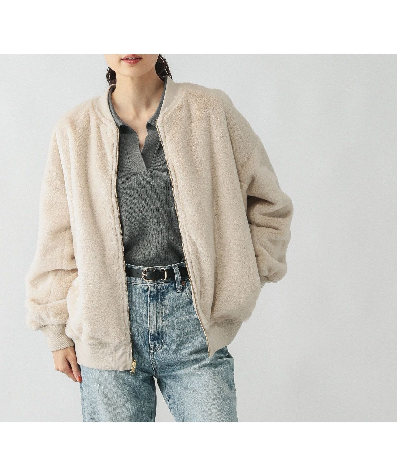 【グローバルワーク/GLOBAL WORK】のリバーシブルファーブルゾン/497161 インテリア・キッズ・メンズ・レディースファッション・服の通販 founy(ファニー) ファッション Fashion レディースファッション Fashion for Women アウター Coat / Outerwear Collection ブルゾンジャケット・スポーティアウター Blouson Jackets おすすめ Recommended / Our Picks キャミワンピース Cami Dress, Slip Dress シンプル Simple, Minimal タフタ Taffeta, Structured Fabric フェイクファー Faux Fur, Imitation Fur ポケット Pocket, Pocket Detail リバーシブル Reversible, Two-Sided 軽量 Lightweight, Ultra Light 防寒 Cold Protection, Winter-Ready アイボリー×アイボリー08|ID: prp329100004788732 ipo3291000000034752525