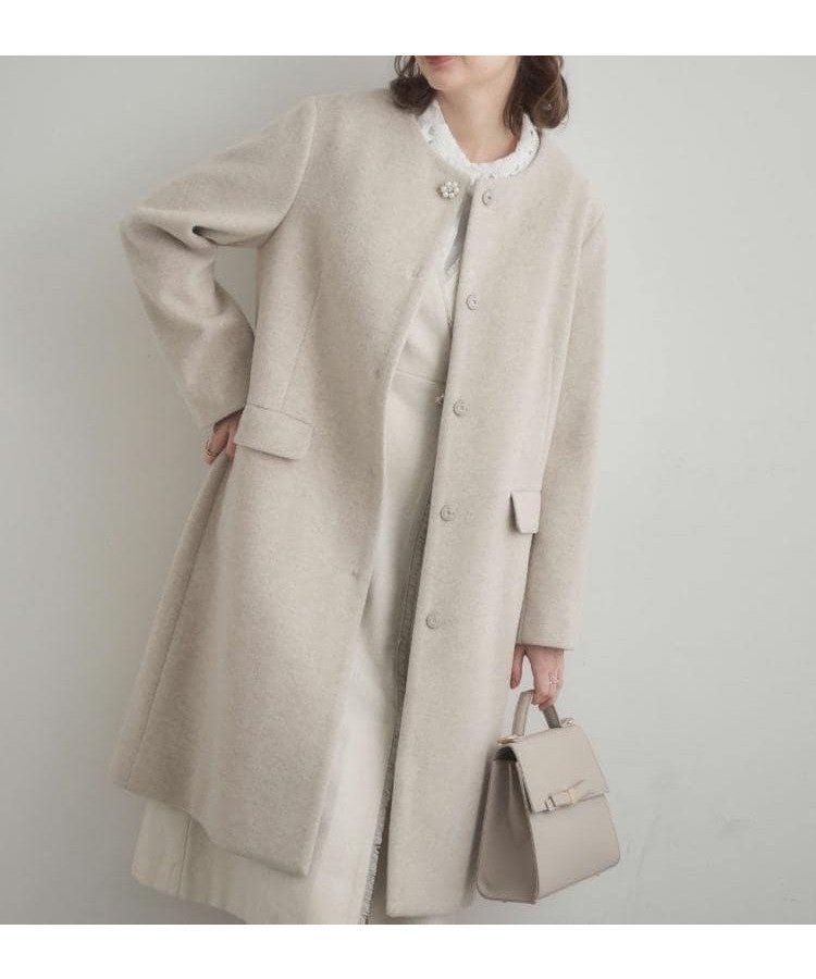 【クチュール ブローチ/Couture Brooch】の【通勤/ビジューブローチ付き】ノーカラー ロングコート 人気、トレンドファッション・服の通販 founy(ファニー) 　ファッション　Fashion　レディースファッション　Fashion for Women　アウター　Coat / Outerwear Collection　コート・ロングコート・ピーコート　Long Coats, Peacoats & More　2025年　2025　2025-2026秋冬・A/W　Autumn/Winter 2025–26 AW25–26　おすすめ　Recommended / Our Picks　スマート　Smart, Elegant　ブローチ　Brooch, Pin Brooch　ロング　Long, Long-Length　定番　Standard, Basic Item　ビジネス 仕事 通勤　Business / Work / Commuting　 other-1|ID: prp329100004788805 ipo3291000000034904388