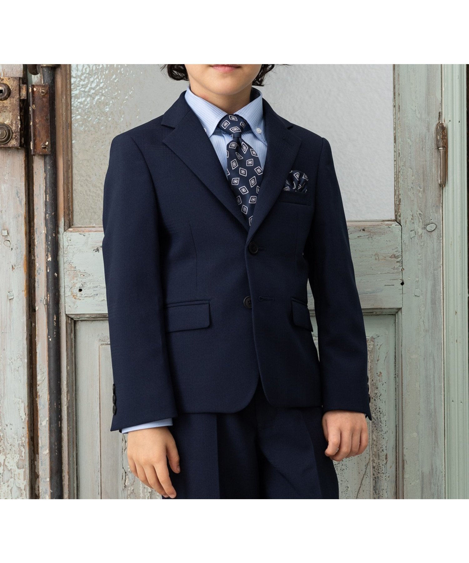 【ローブ/ROBE / KIDS】のフォーマルスーツ 入学式 卒園式 5点セットキッズスーツ インテリア・キッズ・メンズ・レディースファッション・服の通販 founy(ファニー) 　ファッション　Fashion　キッズファッション　Fashion for Kids　クール　Cool, Chic　ジャケット　Jacket, Outerwear　ストライプ　Stripe, Striped Pattern　スマート　Smart, Elegant　スーツ　Suit, Formalwear　セットアップ　Set-Up, Coordinated Outfit　ダウン　Down, Puffer　チェック　Check, Plaid, Tartan　フォーマル　Formal, Dressy　フラワー　Flower, Floral　ポケット　Pocket, Pocket Detail　ループ　Loop, Loop Knit　エレガント 上品　Elegant　入学式　Entrance Ceremony　結婚式　Wedding　ネイビー×サックス|ID: prp329100004788835 ipo3291000000035094766