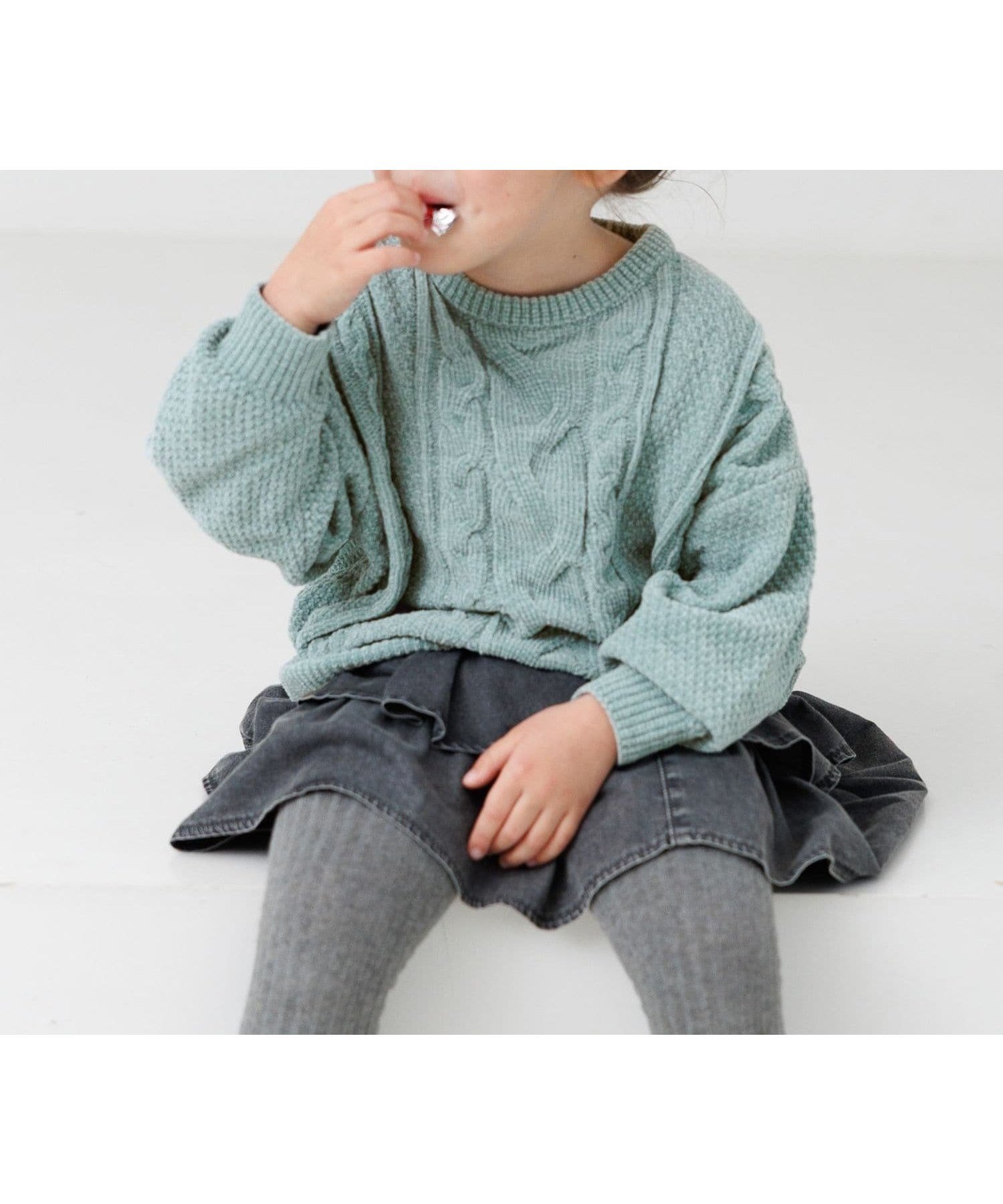 【グローバルワーク/GLOBAL WORK / KIDS】の洗えるモールケーブルプルオーバー/100-120cm展開/603722 インテリア・キッズ・メンズ・レディースファッション・服の通販 founy(ファニー) 　ファッション　Fashion　キッズファッション　Fashion for Kids　トップス・カットソー　Cut & Sew Tops　トレンド　Trend, Trending Now　レギンス　Leggings, Stretch Pants　洗える　Machine Washable　ミント71|ID: prp329100004788875 ipo3291000000034753122