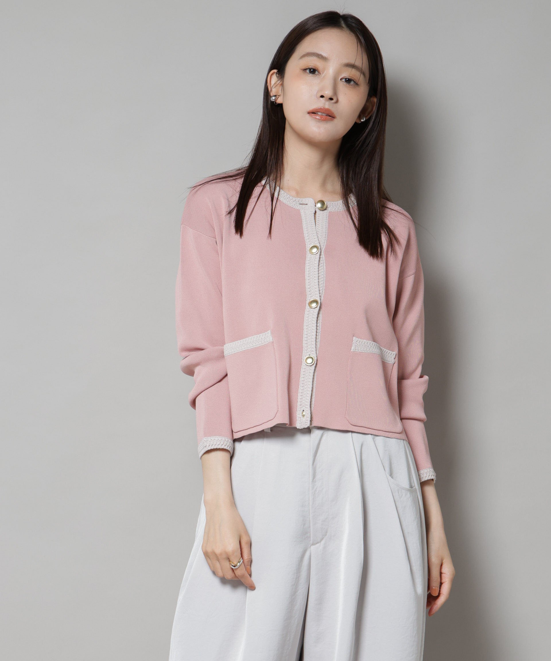 【ナノ ユニバース/nano universe】の洗濯機洗可配色ジャケットカーディガン インテリア・キッズ・メンズ・レディースファッション・服の通販 founy(ファニー) ファッション Fashion レディースファッション Fashion for Women インナー Innerwear カーディガン Cardigan, Knitwear ジャケット Jacket, Outerwear デニム Denim, Jeans Material ブレード Braid, Decorative Trim ボトム Bottoms, Lower Wear アウトレット Outlet / Clearance ビジネス 仕事 通勤 Business / Work / Commuting 2025年 2025 2025-2026秋冬・A/W Autumn/Winter 2025–26 AW25–26 ピンク|ID: prp329100004788877 ipo3291000000034753129