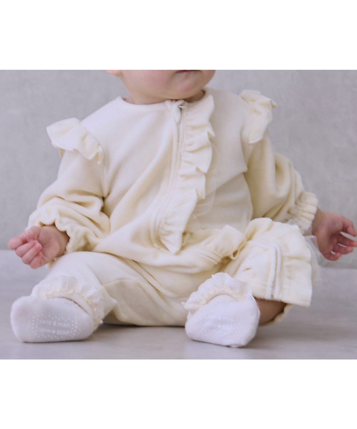 【ナルミヤ オンライン/NARUMIYA ONELINE / KIDS】のアソート前フリルカバーオール インテリア・キッズ・メンズ・レディースファッション・服の通販 founy(ファニー) ファッション Fashion キッズファッション Fashion for Kids おすすめ Recommended / Our Picks カットソー Cut and Sewn Top チュール Tulip, Tulip Motif フリル Frill, Ruffle ベロア Velour, Soft Velvet ポケット Pocket, Pocket Detail 無地 Plain, Solid Color アイボリー|ID: prp329100004788894 ipo3291000000034913376