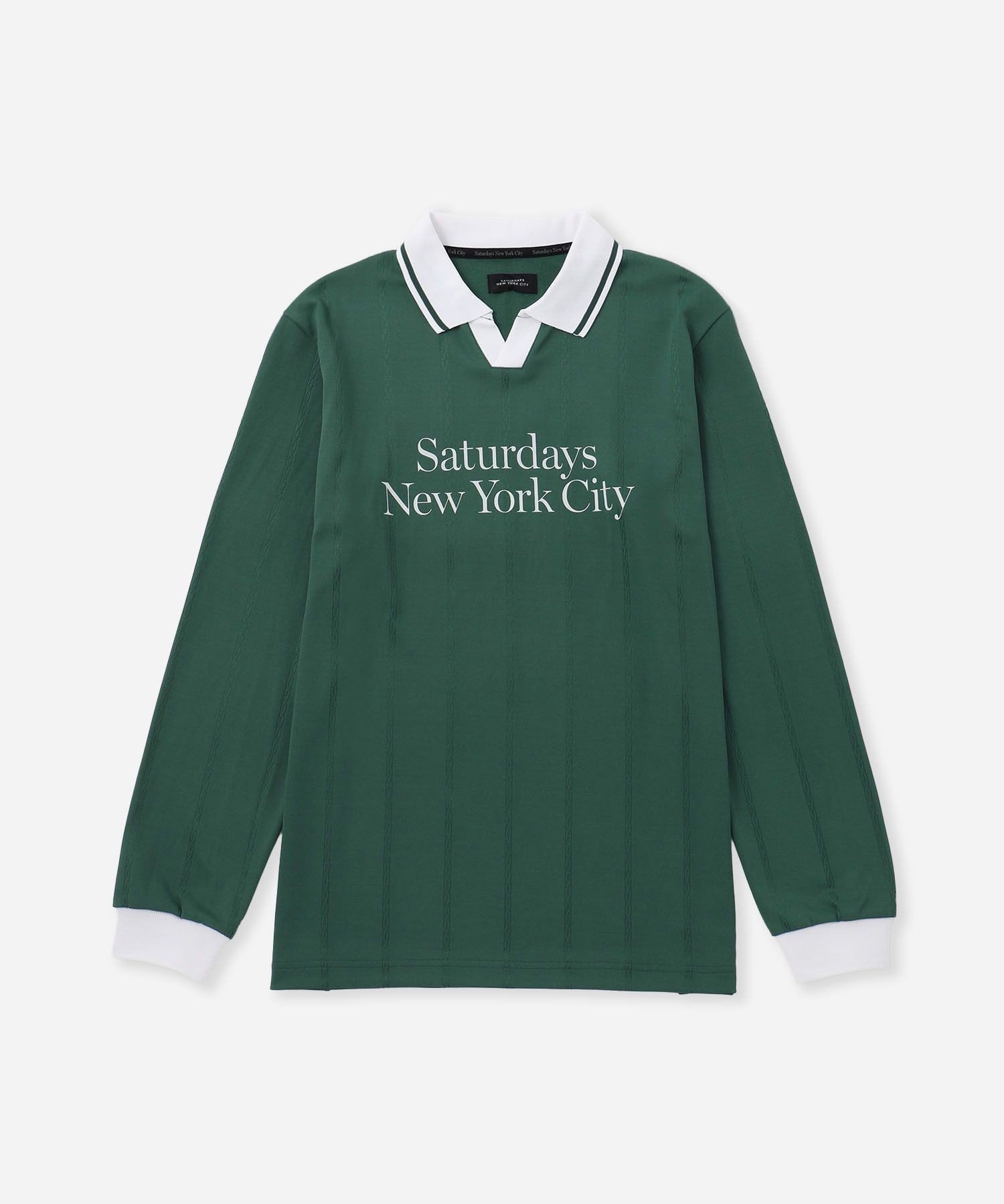 【サタデイズ ニューヨークシティ/SATURDAYS NYC】のPE Stripe Jacquard LS Shirt インテリア・キッズ・メンズ・レディースファッション・服の通販 founy(ファニー) ファッション Fashion レディースファッション Fashion for Women トップス・カットソー Cut & Sew Tops シャツ・ブラウス・オフィスカジュアル Elegant Blouses & Button-Ups スキッパー Skipper, Open Collar ストライプ Stripe, Striped Pattern プリント Print, Printed Pattern 吸水 Absorbent, Quick-Dry 長袖 Long Sleeve, Full Sleeve グリーン(30)|ID: prp329100004788945 ipo3291000000034753407