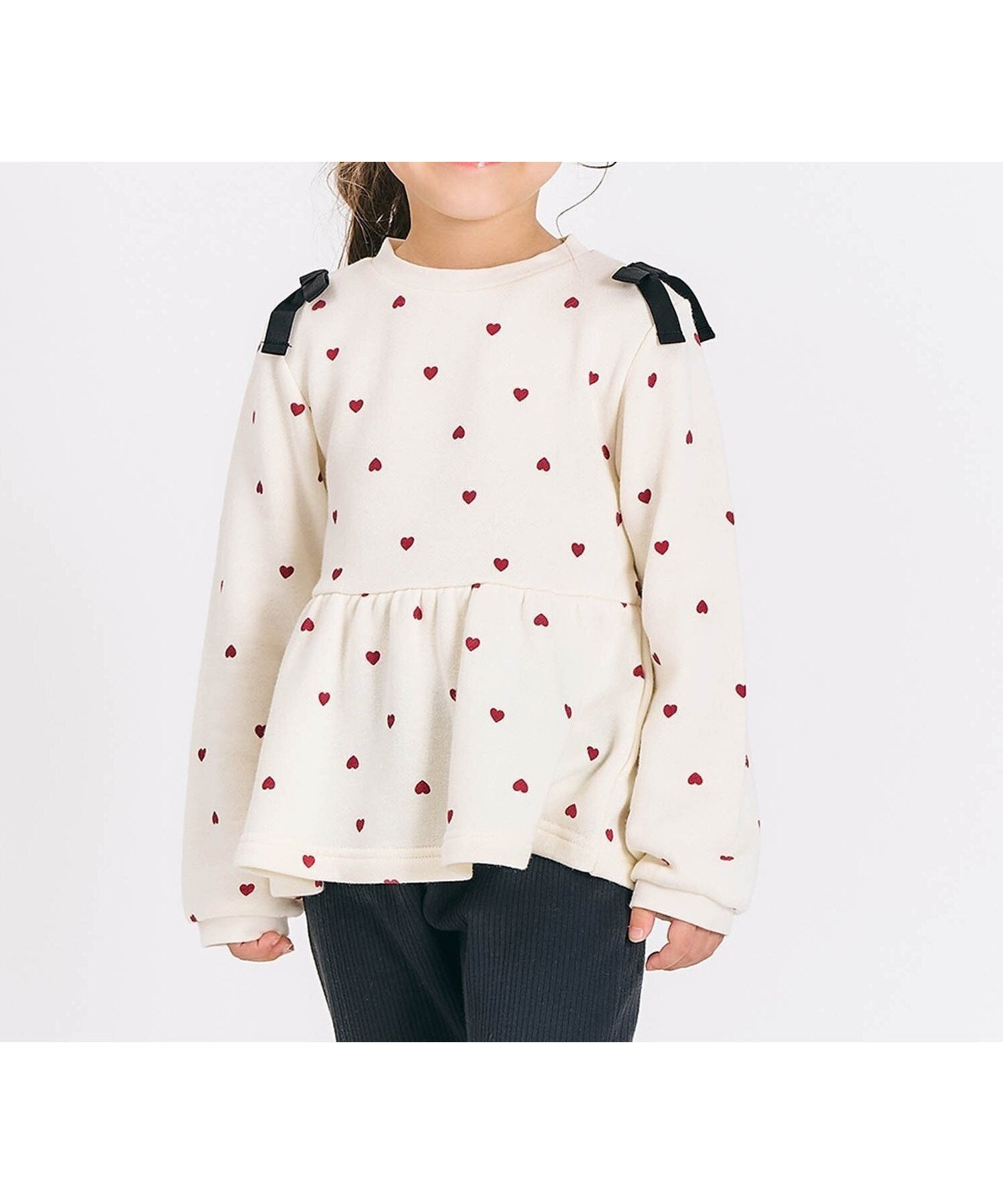 【エフオー オンラインストア/F.O.Online Store / KIDS】の肩リボンペプラムトレーナー インテリア・キッズ・メンズ・レディースファッション・服の通販 founy(ファニー) 　ファッション　Fashion　キッズファッション　Fashion for Kids　トレーナー　Sweatshirt, Trainer　アイボリー|ID: prp329100004788965 ipo3291000000034753490