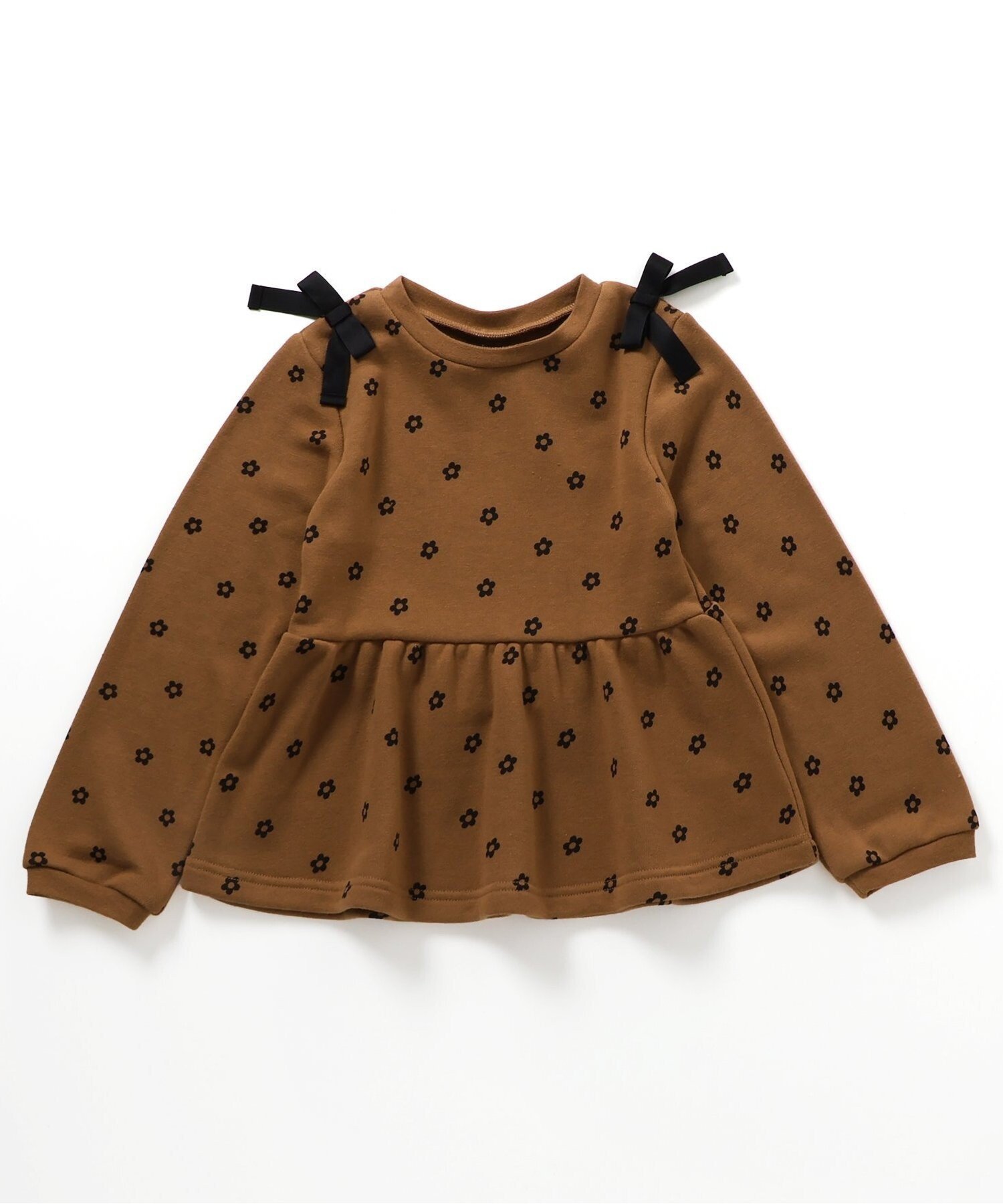 【エフオー オンラインストア/F.O.Online Store / KIDS】の肩リボンペプラムトレーナー インテリア・キッズ・メンズ・レディースファッション・服の通販 founy(ファニー) 　ファッション　Fashion　キッズファッション　Fashion for Kids　トレーナー　Sweatshirt, Trainer　キャメル|ID: prp329100004788965 ipo3291000000034753492