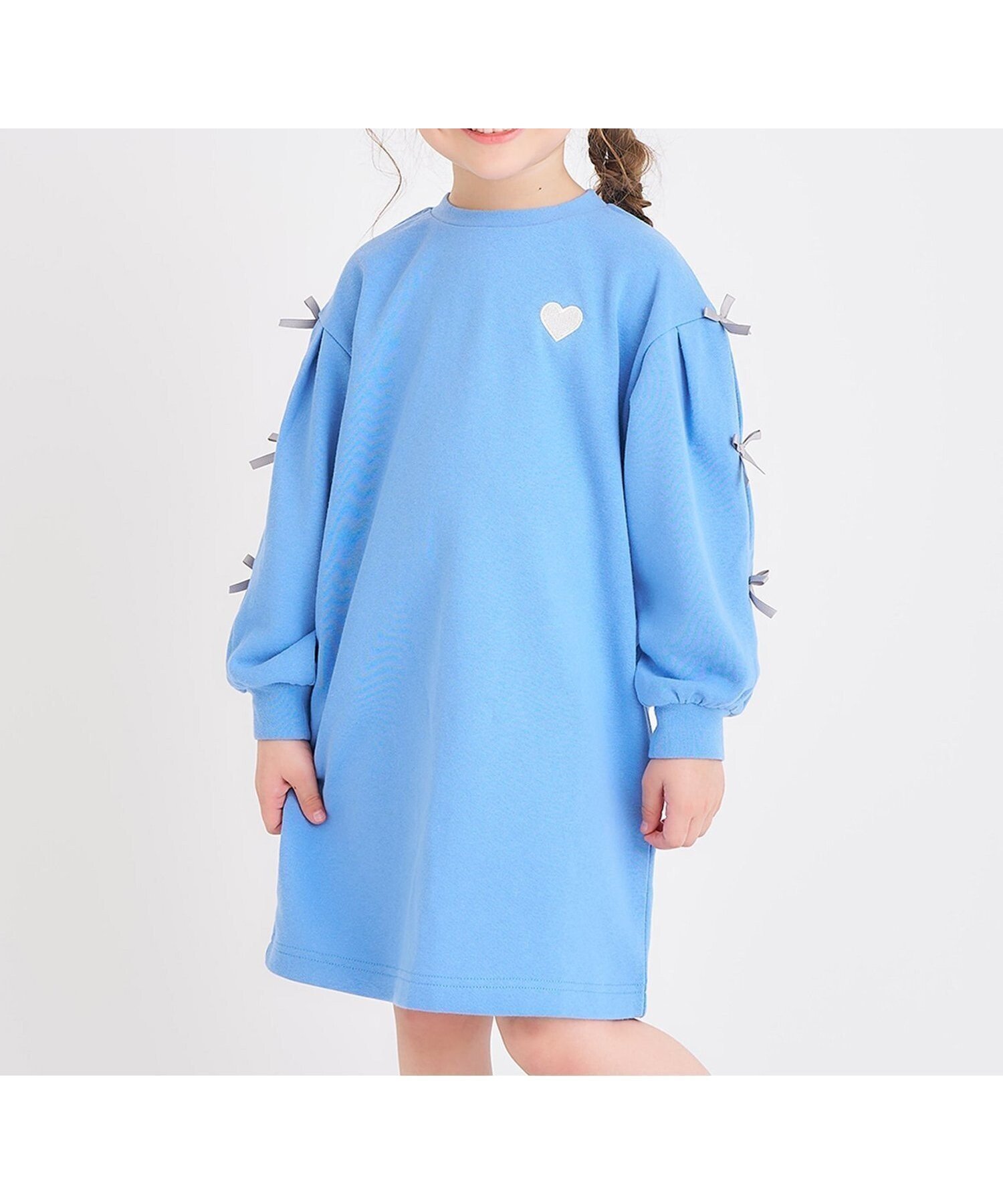 【エフオー オンラインストア/F.O.Online Store / KIDS】のWEB限定 袖リボンワンピース インテリア・キッズ・メンズ・レディースファッション・服の通販 founy(ファニー) ファッション Fashion キッズファッション Fashion for Kids ワンピース Dresses リボン Ribbon, Bow サックス|ID: prp329100004788984 ipo3291000000034753574