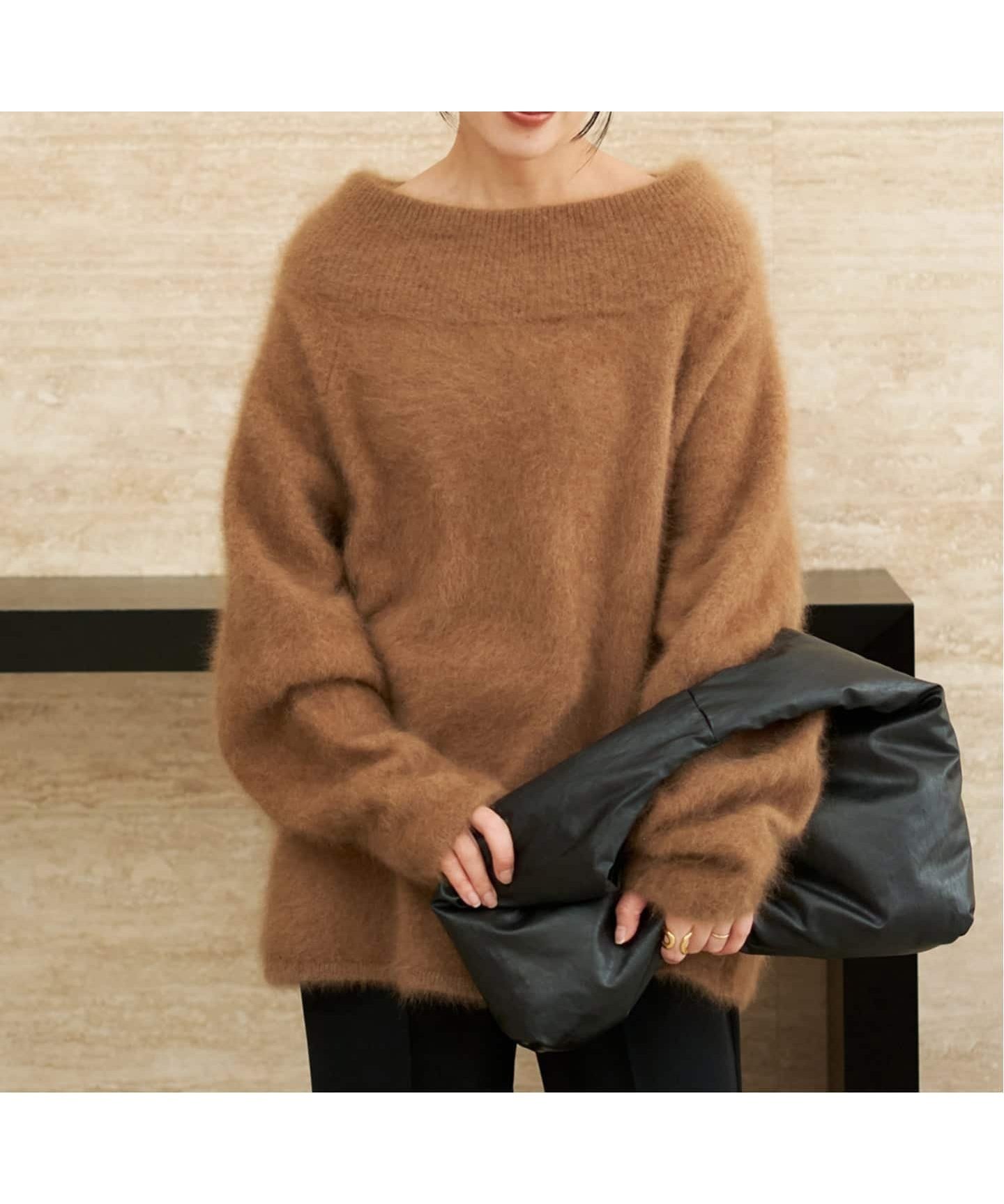 【プラージュ/Plage】のFur Off Neck ニット インテリア・キッズ・メンズ・レディースファッション・服の通販 founy(ファニー) 　ファッション　Fashion　レディースファッション　Fashion for Women　トップス・カットソー　Cut & Sew Tops　ニット　Knit Tops & Sweaters　ショルダー　Shoulder, Shoulder Strap　デコルテ　Décolleté, Neckline　デニム　Denim, Jeans Material　キャメル|ID: prp329100004788992 ipo3291000000034907204