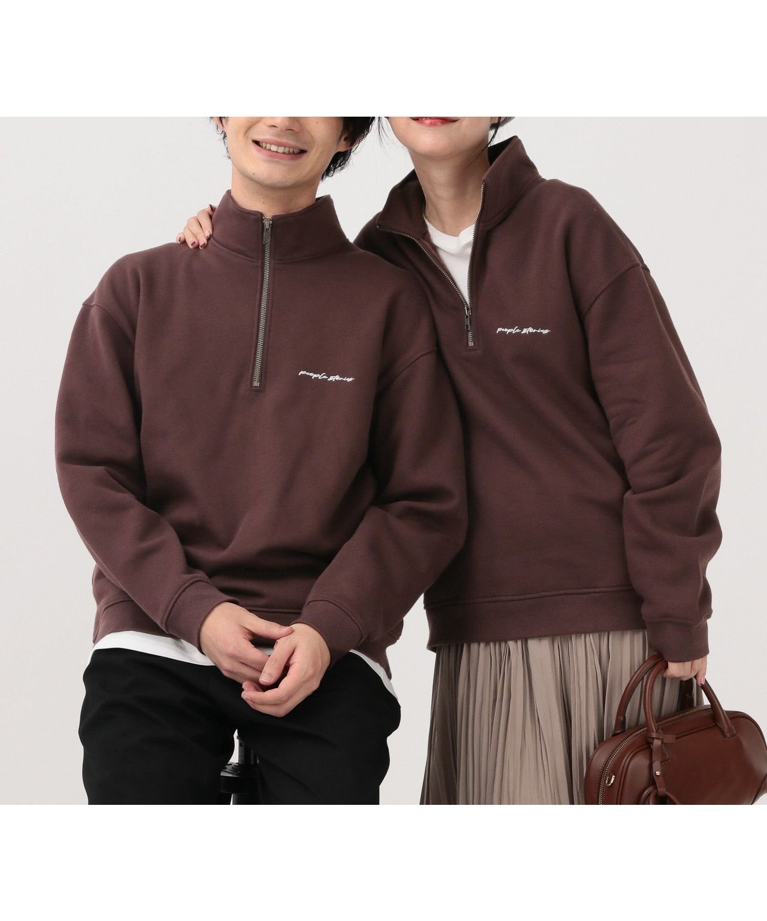 【グローバルワーク/GLOBAL WORK】のソフトタッチスウェット/裏起毛/ハーフジップ/606878 インテリア・キッズ・メンズ・レディースファッション・服の通販 founy(ファニー) 　ファッション　Fashion　レディースファッション　Fashion for Women　トップス・カットソー　Cut & Sew Tops　レディースパーカー・カジュアルフーディー　Casual Hoodies & Sweatshirts　スウェット・クルーネックトップス　Sweatshirts & Crewnecks / Relaxed Fit Sweat Tops　おすすめ　Recommended / Our Picks　スウェット / スエット　Sweatshirt, Sweatwear　スラックス　Slacks, Dress Pants　デニム　Denim, Jeans Material　トレンド　Trend, Trending Now　リラックス　Relax, Relaxed Fit　ワイド　Wide, Wide Fit　ブラウン58|ID: prp329100004789003 ipo3291000000034927382