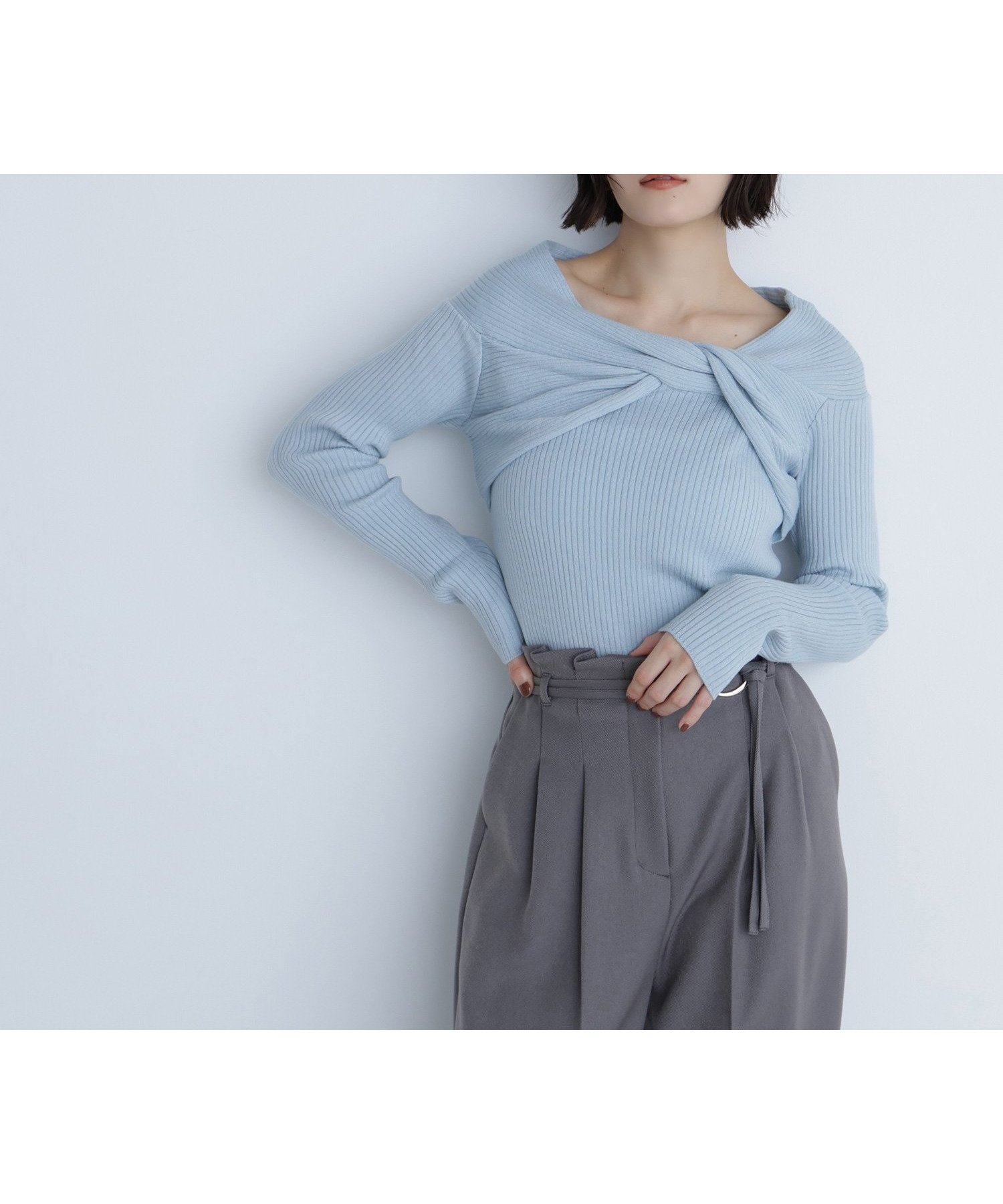 【ナチュラル ビューティー ベーシック/NATURAL BEAUTY BASIC】のツイストラメリブニット インテリア・キッズ・メンズ・レディースファッション・服の通販 founy(ファニー) 　ファッション　Fashion　レディースファッション　Fashion for Women　トップス・カットソー　Cut & Sew Tops　ニット　Knit Tops & Sweaters　ツイスト　Tweed, Tweed Fabric　ブルー|ID: prp329100004789016 ipo3291000000035188249