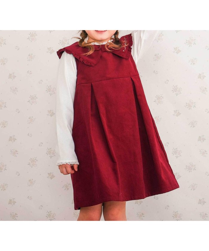 【ベベ オンライン ストア/BEBE ONLINE STORE / KIDS】の【お揃い】ビッグリボン襟ジャンパースカート(80~130cm) インテリア・キッズ・メンズ・レディースファッション・服の通販 founy(ファニー) https://founy.com/ ファッション Fashion キッズファッション Fashion for Kids 秋 Autumn カットソー Cut and Sewn Top カラフル Colorful Design コレクション Collection, Seasonal Line コーデュロイ Corduroy, Cord Fabric チェック Check, Plaid, Tartan ビッグ Big, Oversized フリル Frill, Ruffle フレンチ French, French Style ミックス Mix, Mixed Style モチーフ Motif, Design Theme リボン Ribbon, Bow A/W・秋冬 Autumn/Winter おすすめ Recommended / Our Picks エレガント 上品 Elegant 2025年 2025 2025-2026秋冬・A/W Autumn/Winter 2025–26 AW25–26 |ID: prp329100004789055 ipo3291000000035094430