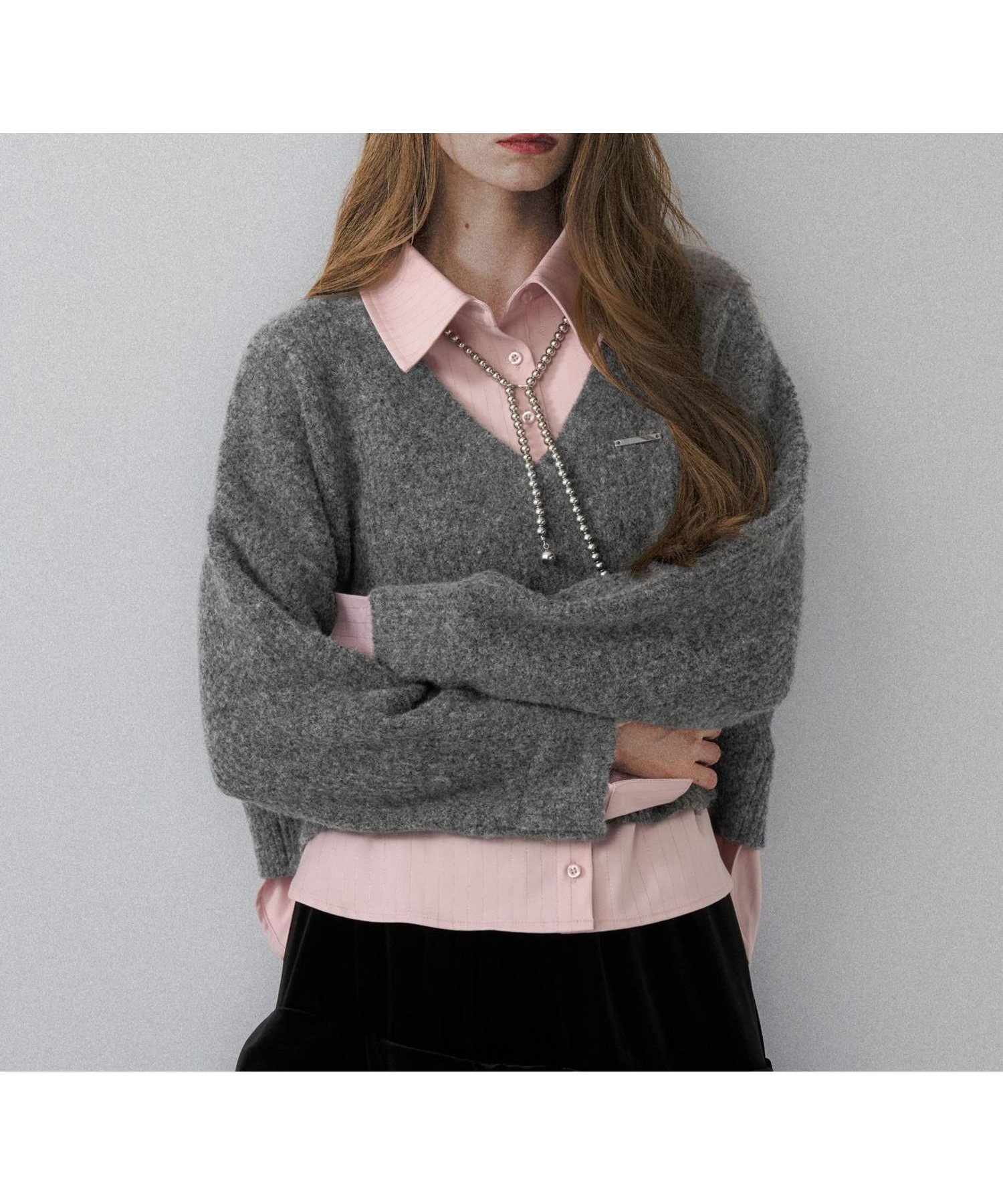 【ハレ/HARE】のシャツドッキングVネックニット インテリア・キッズ・メンズ・レディースファッション・服の通販 founy(ファニー) 　ファッション　Fashion　レディースファッション　Fashion for Women　トップス・カットソー　Cut & Sew Tops　ニット　Knit Tops & Sweaters　シャツ・ブラウス・オフィスカジュアル　Elegant Blouses & Button-Ups　Vネックトップス　V-Neck Tops / V-Cut Neckline Shirts　アンクル　Ankle-Length Design　イヤリング　Earrings　ウェーブ　Wavy Pattern　ジャケット　Jacket, Outerwear　スタイリッシュ　Stylish, Fashionable　ストライプ　Stripe, Striped Pattern　ストレート　Straight, Straight Cut　スニーカー　Sneakers, Trainers　スリム　Slim, Slim Fit　トレンド　Trend, Trending Now　ドッキング　Docking, Mixed Material　ネックレス　Necklace, Pendant Necklace　パール　Pearl, Pearl Accent　ビジュー　Bijou, Jewel-like Accent　プレート　Plate, Dish　ワイド　Wide, Wide Fit　ピンク21|ID: prp329100004789070 ipo3291000000034753957