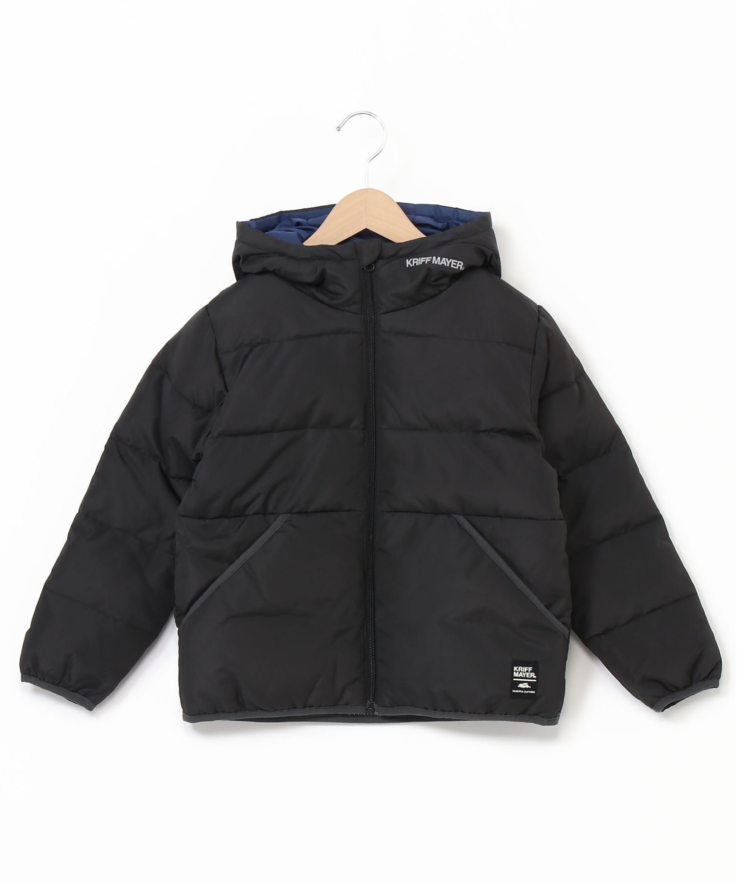 【クリフメイヤー キッズ/KRIFF MAYER / KIDS】のミクスチャーダウンジャケット インテリア・キッズ・メンズ・レディースファッション・服の通販 founy(ファニー) 　ファッション　Fashion　キッズファッション　Fashion for Kids　アウター　Coat Outerwear /Kids　ジャケット　Jacket, Outerwear　ダウン　Down, Puffer　パーカー　Hoodie, Parka　ワンポイント　One Point, Statement Accent　防寒　Cold Protection, Winter-Ready　BLACK|ID: prp329100004789081 ipo3291000000034943867