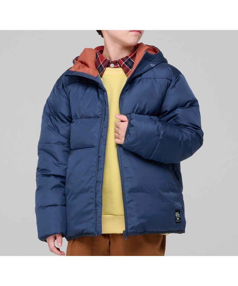 【クリフメイヤー キッズ/KRIFF MAYER / KIDS】のミクスチャーダウンジャケット インテリア・キッズ・メンズ・レディースファッション・服の通販 founy(ファニー) 　ファッション　Fashion　キッズファッション　Fashion for Kids　アウター　Coat Outerwear /Kids　ジャケット　Jacket, Outerwear　ダウン　Down, Puffer　パーカー　Hoodie, Parka　ワンポイント　One Point, Statement Accent　防寒　Cold Protection, Winter-Ready　BLUE|ID: prp329100004789081 ipo3291000000034943868