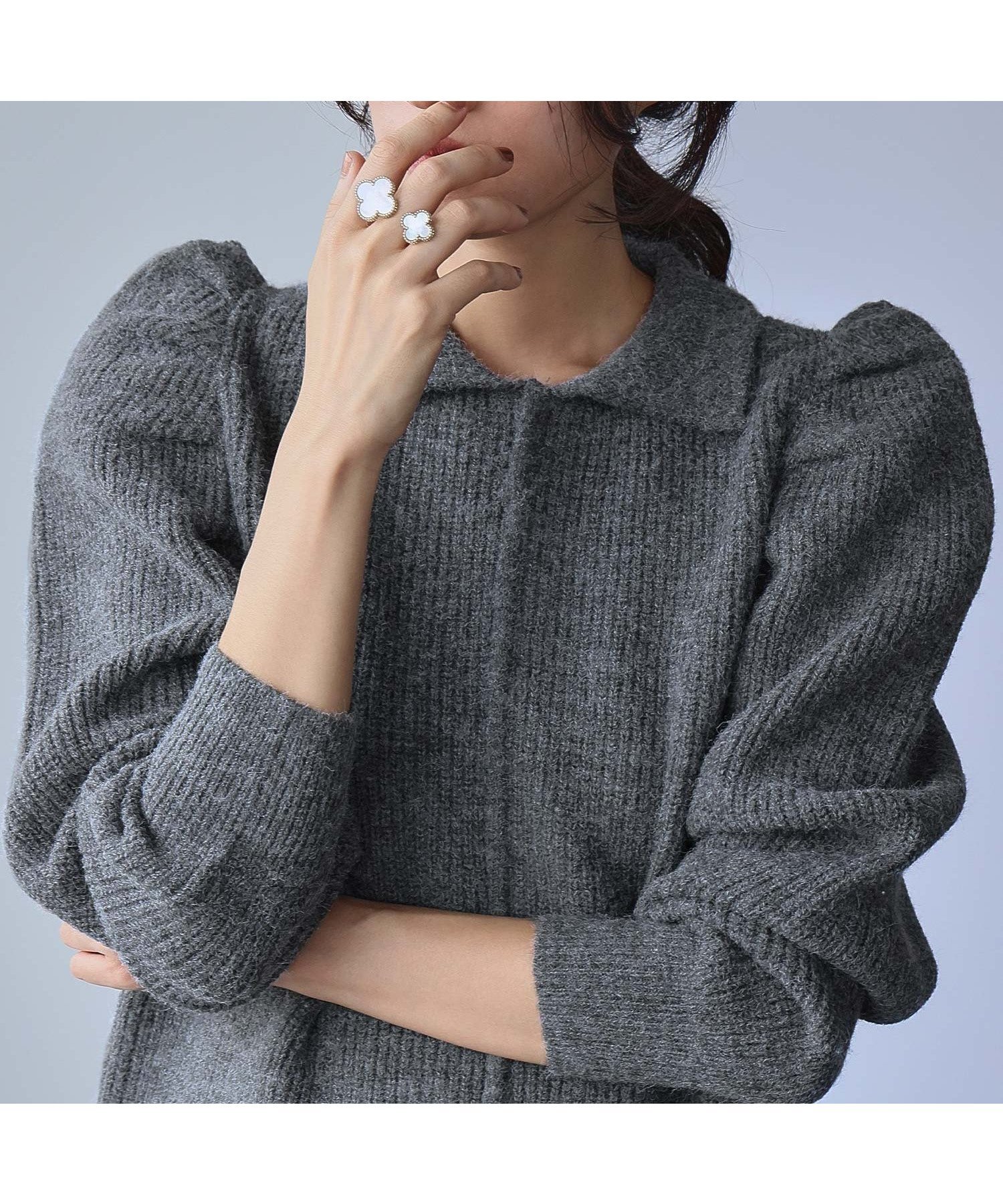 【ガール/GIRL】のタックスリーブ 襟付き ニット プルオーバー インテリア・キッズ・メンズ・レディースファッション・服の通販 founy(ファニー) 　ファッション　Fashion　レディースファッション　Fashion for Women　トップス・カットソー　Cut & Sew Tops　ニット　Knit Tops & Sweaters　カジュアルプルオーバー・ニットトップス　Pullovers & Knit Tops / Casual Pullovers　秋　Autumn　ガーリー　Girly, Feminine Style　クラシカル　Classical, Vintage-Inspired　スリーブ　Sleeve, Long Sleeve / Short Sleeve　冬　Winter / This Winter　A/W・秋冬　Autumn/Winter　再入荷　Restock / Back in Stock　おすすめ　Recommended / Our Picks　エレガント 上品　Elegant　GRY|ID: prp329100004789114 ipo3291000000034754121