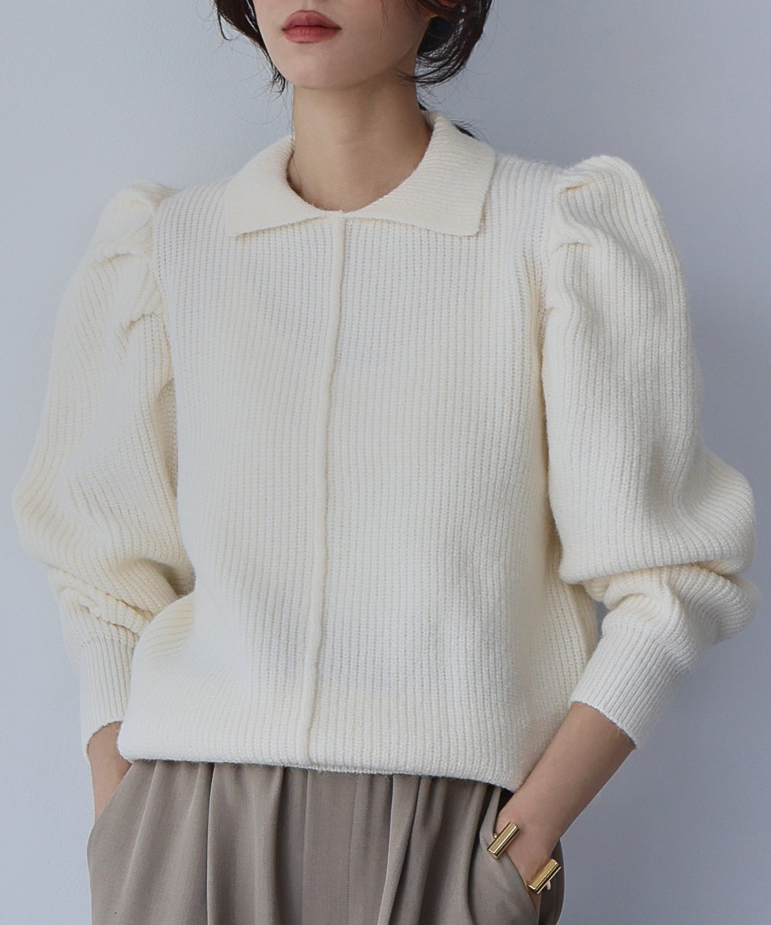 【ガール/GIRL】のタックスリーブ 襟付き ニット プルオーバー インテリア・キッズ・メンズ・レディースファッション・服の通販 founy(ファニー) 　ファッション　Fashion　レディースファッション　Fashion for Women　トップス・カットソー　Cut & Sew Tops　ニット　Knit Tops & Sweaters　カジュアルプルオーバー・ニットトップス　Pullovers & Knit Tops / Casual Pullovers　秋　Autumn　ガーリー　Girly, Feminine Style　クラシカル　Classical, Vintage-Inspired　スリーブ　Sleeve, Long Sleeve / Short Sleeve　冬　Winter / This Winter　A/W・秋冬　Autumn/Winter　再入荷　Restock / Back in Stock　おすすめ　Recommended / Our Picks　エレガント 上品　Elegant　OWH|ID: prp329100004789114 ipo3291000000034754122