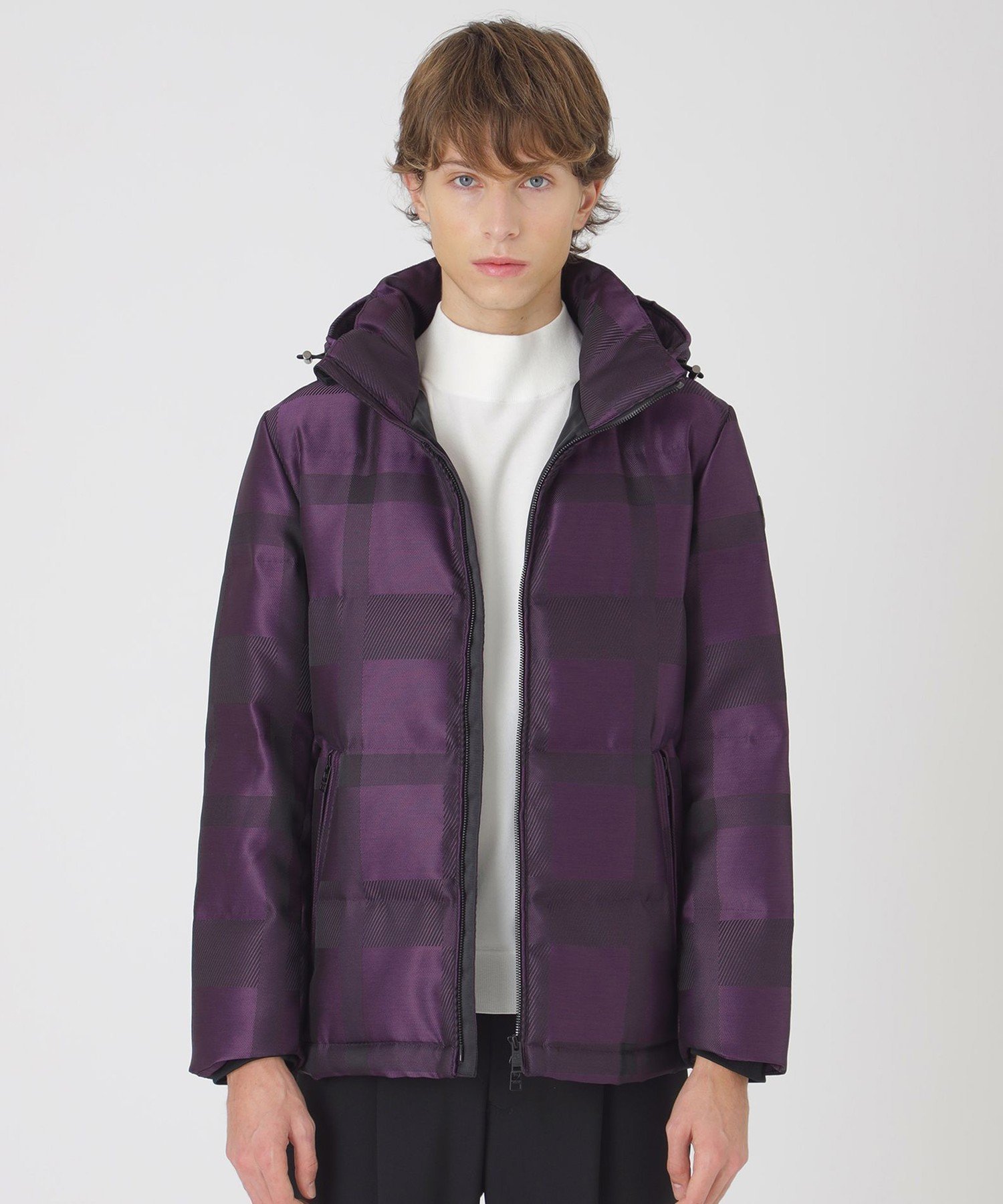 【ブルーレーベル ブラックレーベル クレストブリッジ/BLUE LABEL BLACK LABEL CRESTBRIDGE / MEN】のシャドーチェックカルゼダウン インテリア・キッズ・メンズ・レディースファッション・服の通販 founy(ファニー) 　ファッション　Fashion　メンズファッション　Fashion for Men　シャドー　Shadow, Subtle Pattern　ジャカード／ジャガード　Jacquard, Woven Pattern　ジャケット　Jacket, Outerwear　ダウン　Down, Puffer　チェック　Check, Plaid, Tartan　モダン　Modern, Contemporary　パープル|ID: prp329100004789119 ipo3291000000035067921