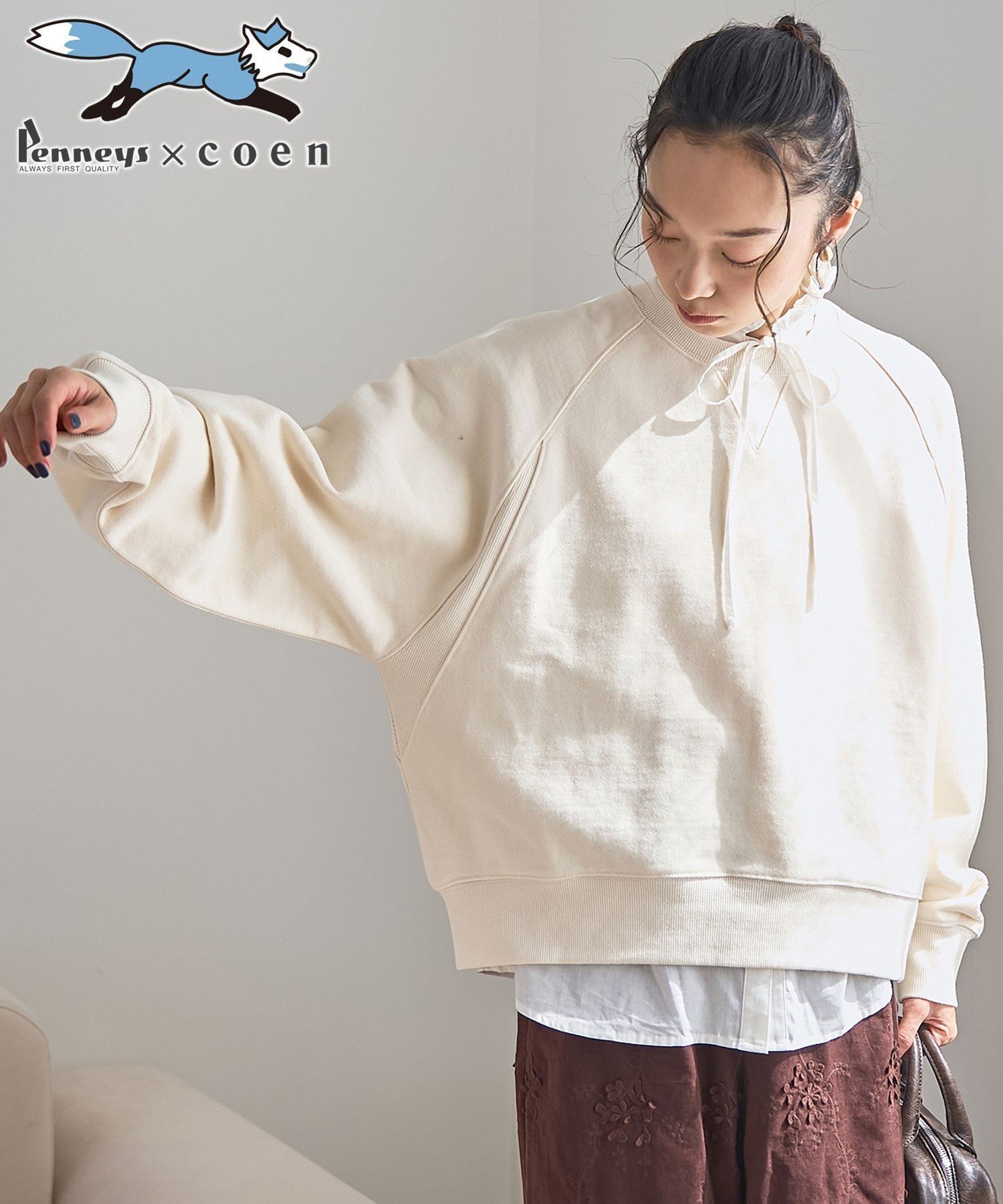 【コーエン/COEN】の【PENNEYS(ぺニーズ)別注・インフルエンサー紹介アイテム】ラグラン裏毛スウェット インテリア・キッズ・メンズ・レディースファッション・服の通販 founy(ファニー) 　ファッション　Fashion　レディースファッション　Fashion for Women　トップス・カットソー　Cut & Sew Tops　レディースパーカー・カジュアルフーディー　Casual Hoodies & Sweatshirts　スウェット・クルーネックトップス　Sweatshirts & Crewnecks / Relaxed Fit Sweat Tops　カーディガン　Cardigan, Knitwear　コレクション　Collection, Seasonal Line　シンプル　Simple, Minimal　ジャケット　Jacket, Outerwear　スウェット / スエット　Sweatshirt, Sweatwear　スポーティ　Sporty, Casual Athletic　スリーブ　Sleeve, Long Sleeve / Short Sleeve　タートルネック　Turtleneck, High Neck　デニム　Denim, Jeans Material　トレンド　Trend, Trending Now　バランス　Balance, Style Balance　フェミニン　Feminine, Girly　フォックス　Fox, Fox Fur　ボトム　Bottoms, Lower Wear　別注　Limited Edition, Custom Order　リメイク　Remake, Reconstructed　おすすめ　Recommended / Our Picks　OFF WHITE|ID: prp329100004789152 ipo3291000000035000636