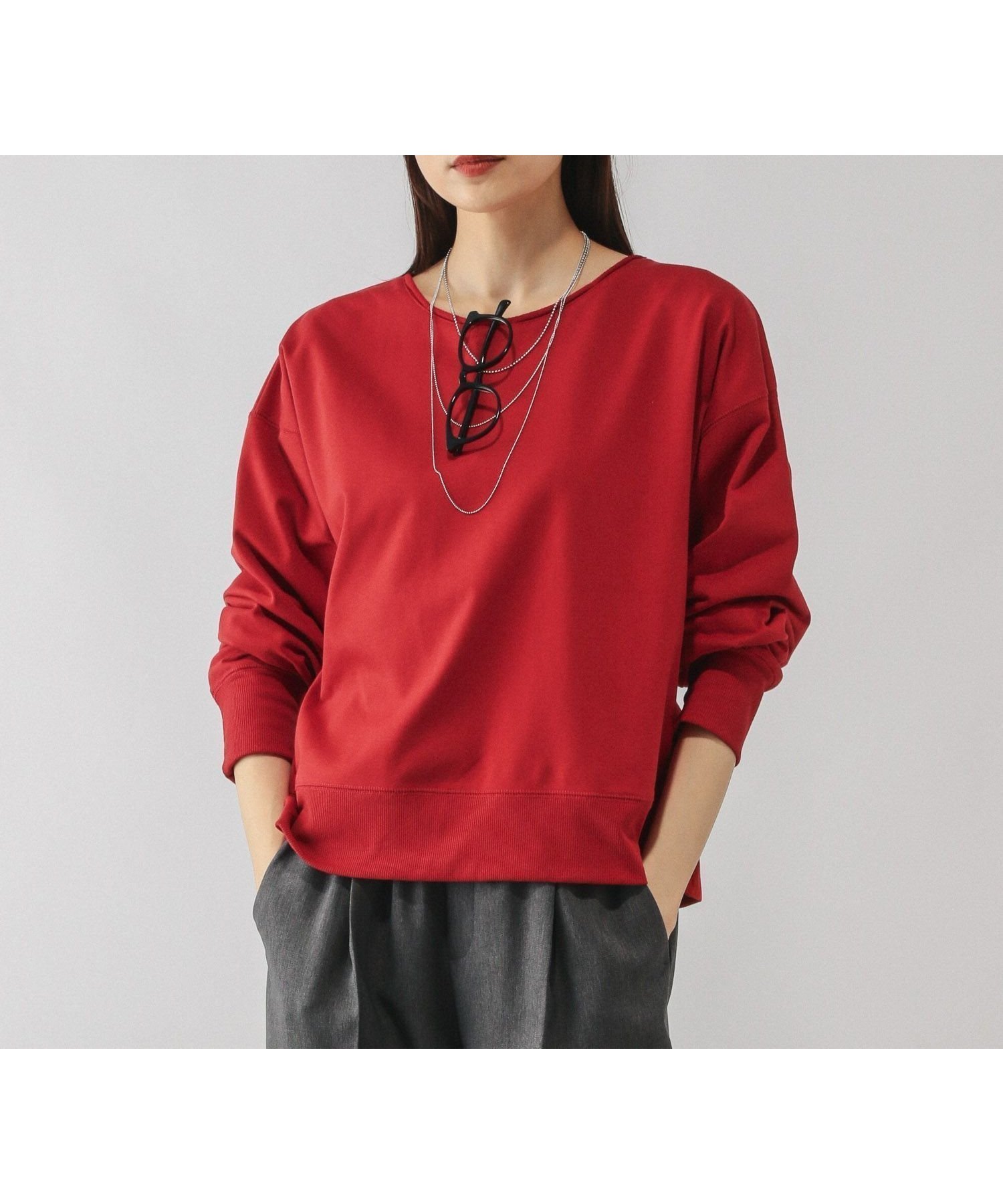 【グローバルワーク/GLOBAL WORK】の乾きやすいミニ裏毛カラープルオーバー/580946 インテリア・キッズ・メンズ・レディースファッション・服の通販 founy(ファニー) 　ファッション　Fashion　レディースファッション　Fashion for Women　トップス・カットソー　Cut & Sew Tops　カジュアルプルオーバー・ニットトップス　Pullovers & Knit Tops / Casual Pullovers　おすすめ　Recommended / Our Picks　カラフル　Colorful Design　デニム　Denim, Jeans Material　ボトム　Bottoms, Lower Wear　レッド35|ID: prp329100004789157 ipo3291000000034754314