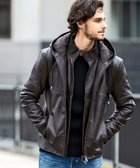 【シフォン/SHIFFON / MEN】のAKM Contemporary/ASO-22004W レイヤードシープレザー中綿フードジャケット brown|ID: prp329100004789183 ipo3291000000035185990