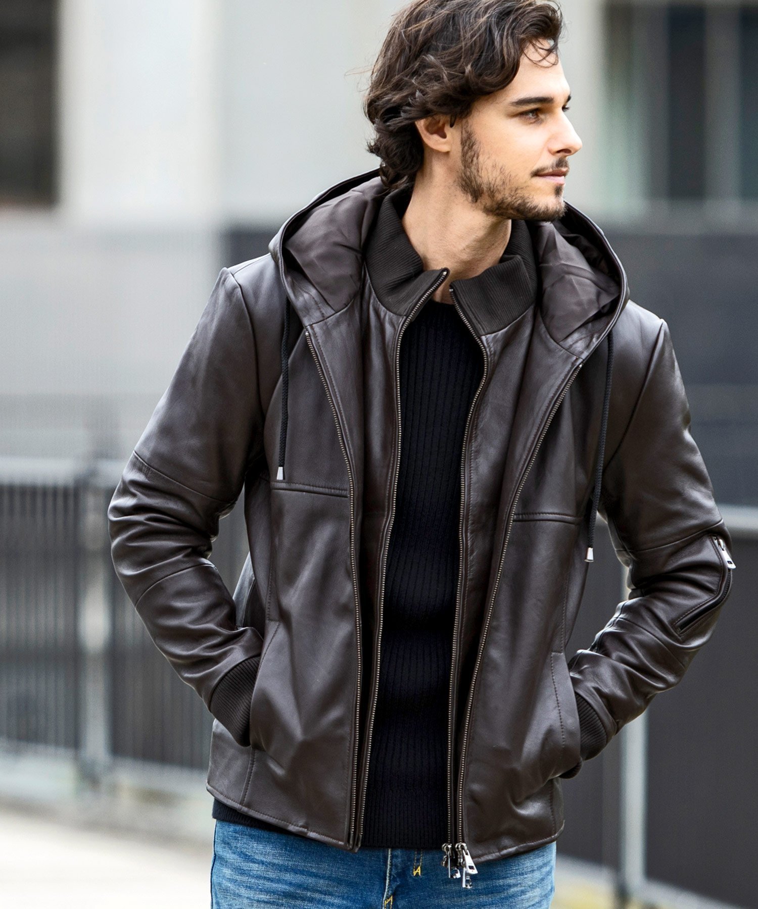 【シフォン/SHIFFON / MEN】のAKM Contemporary/ASO-22004W レイヤードシープレザー中綿フードジャケット インテリア・キッズ・メンズ・レディースファッション・服の通販 founy(ファニー) 　ファッション　Fashion　メンズファッション　Fashion for Men　キルティング　Quilted, Quilting　ジャケット　Jacket, Outerwear　スタンド　Stand Collar, Upright Stand　ダウン　Down, Puffer　パーカー　Hoodie, Parka　フロント　Front, Front Design　ライニング　Inner Lining, Inner Fabric, Lined　軽量　Lightweight, Ultra Light　brown|ID: prp329100004789183 ipo3291000000035185990