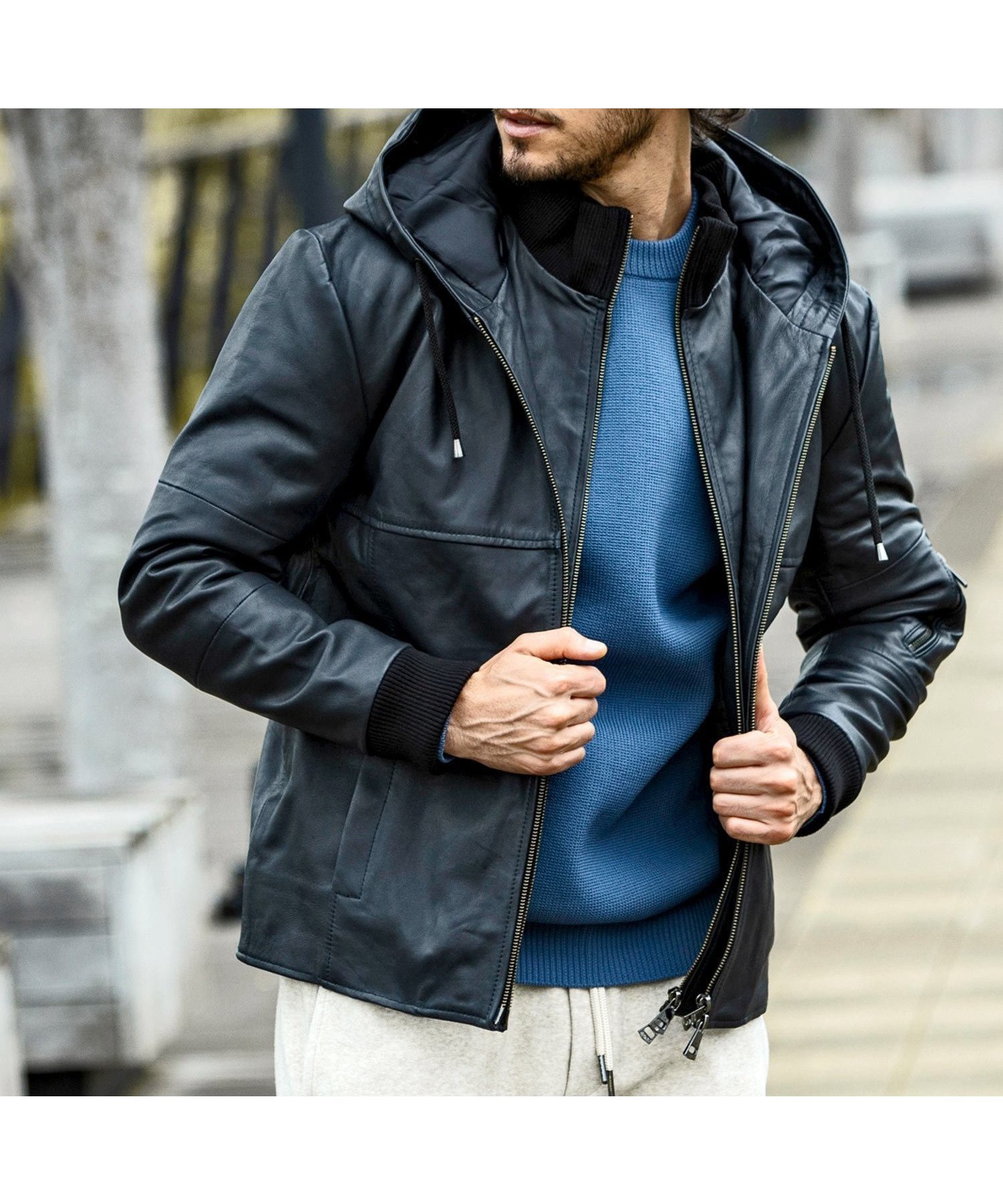 【シフォン/SHIFFON / MEN】のAKM Contemporary/ASO-22004W レイヤードシープレザー中綿フードジャケット インテリア・キッズ・メンズ・レディースファッション・服の通販 founy(ファニー) 　ファッション　Fashion　メンズファッション　Fashion for Men　キルティング　Quilted, Quilting　ジャケット　Jacket, Outerwear　スタンド　Stand Collar, Upright Stand　ダウン　Down, Puffer　パーカー　Hoodie, Parka　フロント　Front, Front Design　ライニング　Inner Lining, Inner Fabric, Lined　軽量　Lightweight, Ultra Light　navy|ID: prp329100004789183 ipo3291000000035185991