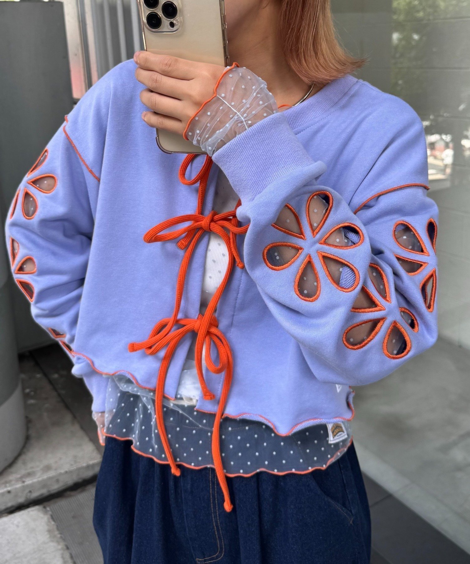 【チャオパニックティピー/CIAOPANIC TYPY】のH.S2WAYフラワーカットスウェットカーデ インテリア・キッズ・メンズ・レディースファッション・服の通販 founy(ファニー) 　ファッション　Fashion　レディースファッション　Fashion for Women　トップス・カットソー　Cut & Sew Tops　レディースパーカー・カジュアルフーディー　Casual Hoodies & Sweatshirts　スウェット・クルーネックトップス　Sweatshirts & Crewnecks / Relaxed Fit Sweat Tops　インナー　Innerwear　カーディガン　Cardigan, Knitwear　ガーリー　Girly, Feminine Style　キャミソール　Camisole, Spaghetti Strap Top　サロペ　Salopette, Salopette Dress　ショート　Short, Short Length　タンク　Tank Top, Sleeveless Top　デニム　Denim, Jeans Material　トレンド　Trend, Trending Now　定番　Standard, Basic Item　バランス　Balance, Style Balance　フラワー　Flower, Floral　リボン　Ribbon, Bow　おすすめ　Recommended / Our Picks　パープル|ID: prp329100004789200 ipo3291000000034983337