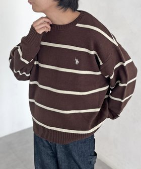 【シーピーシーエム/CPCM】の【U.S. POLO ASSN.】クルーネックニット 人気、トレンドファッション・服の通販 founy(ファニー) ファッション Fashion レディースファッション Fashion for Women トップス・カットソー Cut & Sew Tops ニット Knit Tops & Sweaters イタリア Italy ウォッシャブル Machine Washable 腕時計 Wristwatch コレクション Collection, Seasonal Line シンプル Simple, Minimal ストライプ Stripe, Striped Pattern メンズ Men's, Menswear ワンポイント One Point, Statement Accent おすすめ Recommended / Our Picks |ID:prp329100004789204