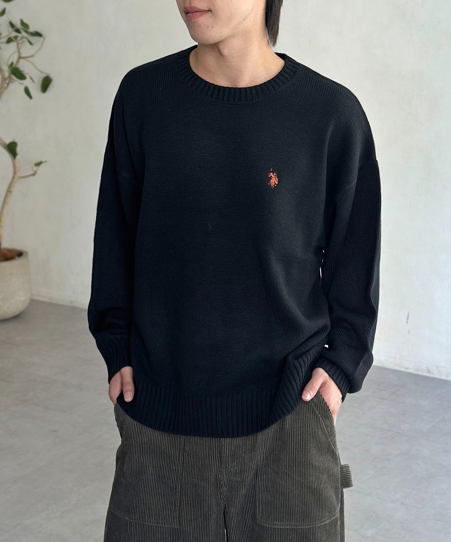 【シーピーシーエム/CPCM】の【U.S. POLO ASSN.】クルーネックニット インテリア・キッズ・メンズ・レディースファッション・服の通販 founy(ファニー) 　ファッション　Fashion　レディースファッション　Fashion for Women　トップス・カットソー　Cut & Sew Tops　ニット　Knit Tops & Sweaters　イタリア　Italy　ウォッシャブル　Machine Washable　腕時計　Wristwatch　コレクション　Collection, Seasonal Line　シンプル　Simple, Minimal　ストライプ　Stripe, Striped Pattern　メンズ　Men's, Menswear　ワンポイント　One Point, Statement Accent　おすすめ　Recommended / Our Picks　ブラック|ID: prp329100004789204 ipo3291000000034754529