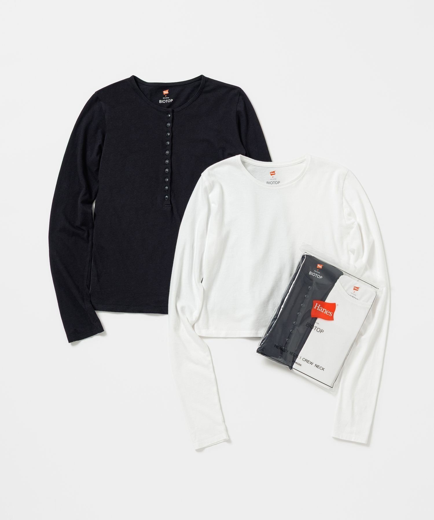 【アダム エ ロペ/ADAM ET ROPE'】のWOMEN【Hanes for BIOTOP】WASHED COTTON LONG SLEEVE PULLOVER 2P/HENLEY NECK CREW 人気、トレンドファッション・服の通販 founy(ファニー) ファッション Fashion レディースファッション Fashion for Women トップス・カットソー Cut & Sew Tops カジュアルプルオーバー・ニットトップス Pullovers & Knit Tops / Casual Pullovers カーディガン Cardigan, Knitwear コンパクト Compact, Small Size 今季 This Season, Current Season ダブル Double, Double-Breasted トレンド Trend, Trending Now 長袖 Long Sleeve, Full Sleeve バランス Balance, Style Balance フィット Fit, Slim Fit プリント Print, Printed Pattern 別注 Limited Edition, Custom Order 2025年 2025 2025-2026秋冬・A/W Autumn/Winter 2025–26 AW25–26 other-1|ID: prp329100004789218 ipo3291000000034869442