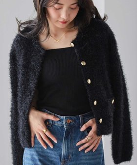 【ラナン/Ranan】のRanan/ゴールドボタンラメフェザーカーディガン 人気、トレンドファッション・服の通販 founy(ファニー) ファッション Fashion レディースファッション Fashion for Women トップス・カットソー Cut & Sew Tops カーディガン・羽織り Layered Style Cardigans カーディガン Cardigan, Knitwear ショート Short, Short Length スラックス Slacks, Dress Pants デニム Denim, Jeans Material バランス Balance, Style Balance フェザー Feather, Feather Detail フロント Front, Front Design ボトム Bottoms, Lower Wear ポケット Pocket, Pocket Detail 羽織 Haori, Light Jacket リブニット Rib Knit, Ribbed Knit おすすめ Recommended / Our Picks エレガント 上品 Elegant ビジネス 仕事 通勤 Business / Work / Commuting |ID:prp329100004789238
