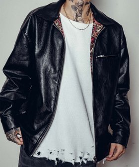【サブサエティ/Subciety / MEN】のSingle riders jacket 人気、トレンドファッション・服の通販 founy(ファニー) ファッション Fashion メンズファッション Fashion for Men オレンジ Orange フェイクレザー Faux Leather, PU Leather ペイズリー Paisley, Ethnic Pattern リアル Real, Realistic 再入荷 Restock / Back in Stock |ID:prp329100004789253