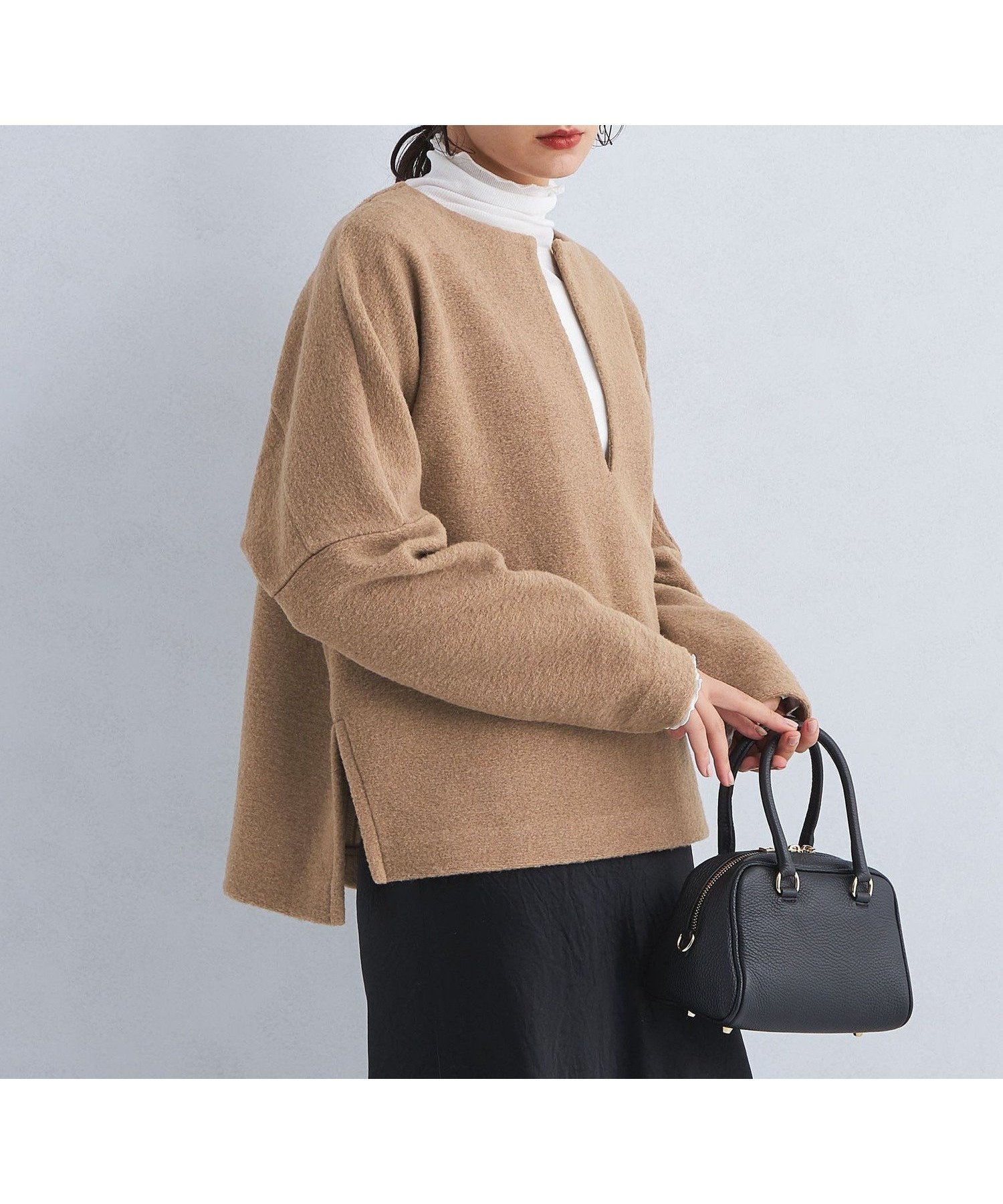 【ユナイテッドアローズ/UNITED ARROWS】のウーリー ブークレ プルオーバー カットソー インテリア・キッズ・メンズ・レディースファッション・服の通販 founy(ファニー) 　ファッション　Fashion　レディースファッション　Fashion for Women　トップス・カットソー　Cut & Sew Tops　カジュアルプルオーバー・ニットトップス　Pullovers & Knit Tops / Casual Pullovers　カットソー・ベーシックTシャツ　Cut-and-Sewn Tops / Stretch Tees & Basics　インナー　Innerwear　秋　Autumn　カットソー　Cut and Sewn Top　カーディガン　Cardigan, Knitwear　スリット　Slit, Slit Detail　デニム　Denim, Jeans Material　プリーツ　Pleats, Pleated　マニッシュ　Mannish, Boyish　冬　Winter / This Winter　A/W・秋冬　Autumn/Winter　アウトレット　Outlet / Clearance　BEIGE|ID: prp329100004789759 ipo3291000000034758942