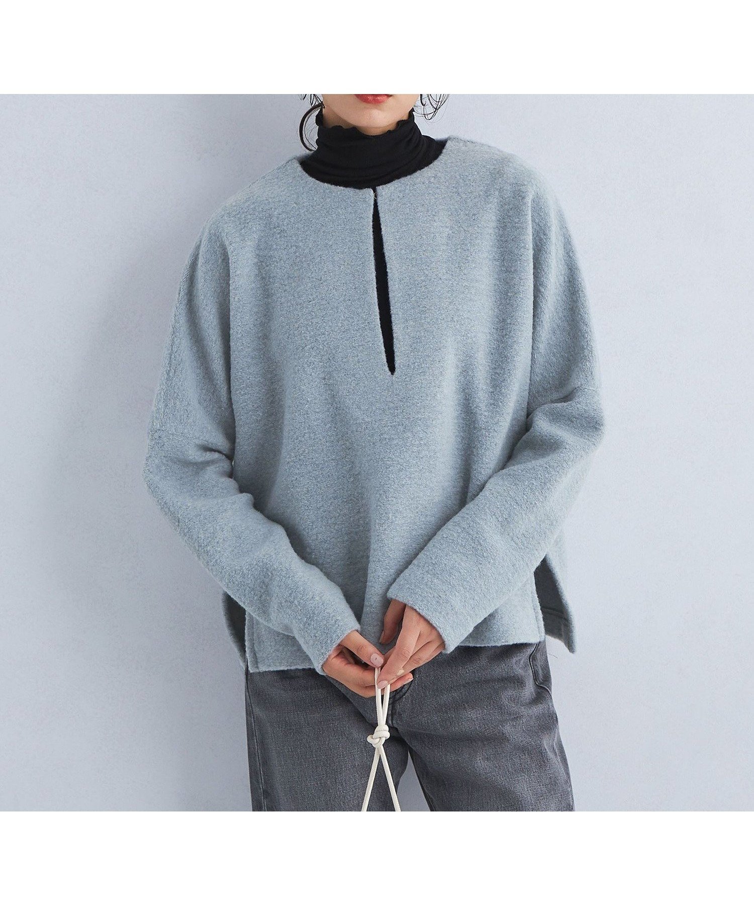 【ユナイテッドアローズ/UNITED ARROWS】のウーリー ブークレ プルオーバー カットソー インテリア・キッズ・メンズ・レディースファッション・服の通販 founy(ファニー) 　ファッション　Fashion　レディースファッション　Fashion for Women　トップス・カットソー　Cut & Sew Tops　カジュアルプルオーバー・ニットトップス　Pullovers & Knit Tops / Casual Pullovers　カットソー・ベーシックTシャツ　Cut-and-Sewn Tops / Stretch Tees & Basics　インナー　Innerwear　秋　Autumn　カットソー　Cut and Sewn Top　カーディガン　Cardigan, Knitwear　スリット　Slit, Slit Detail　デニム　Denim, Jeans Material　プリーツ　Pleats, Pleated　マニッシュ　Mannish, Boyish　冬　Winter / This Winter　A/W・秋冬　Autumn/Winter　アウトレット　Outlet / Clearance　LT.BLUE|ID: prp329100004789759 ipo3291000000034758943