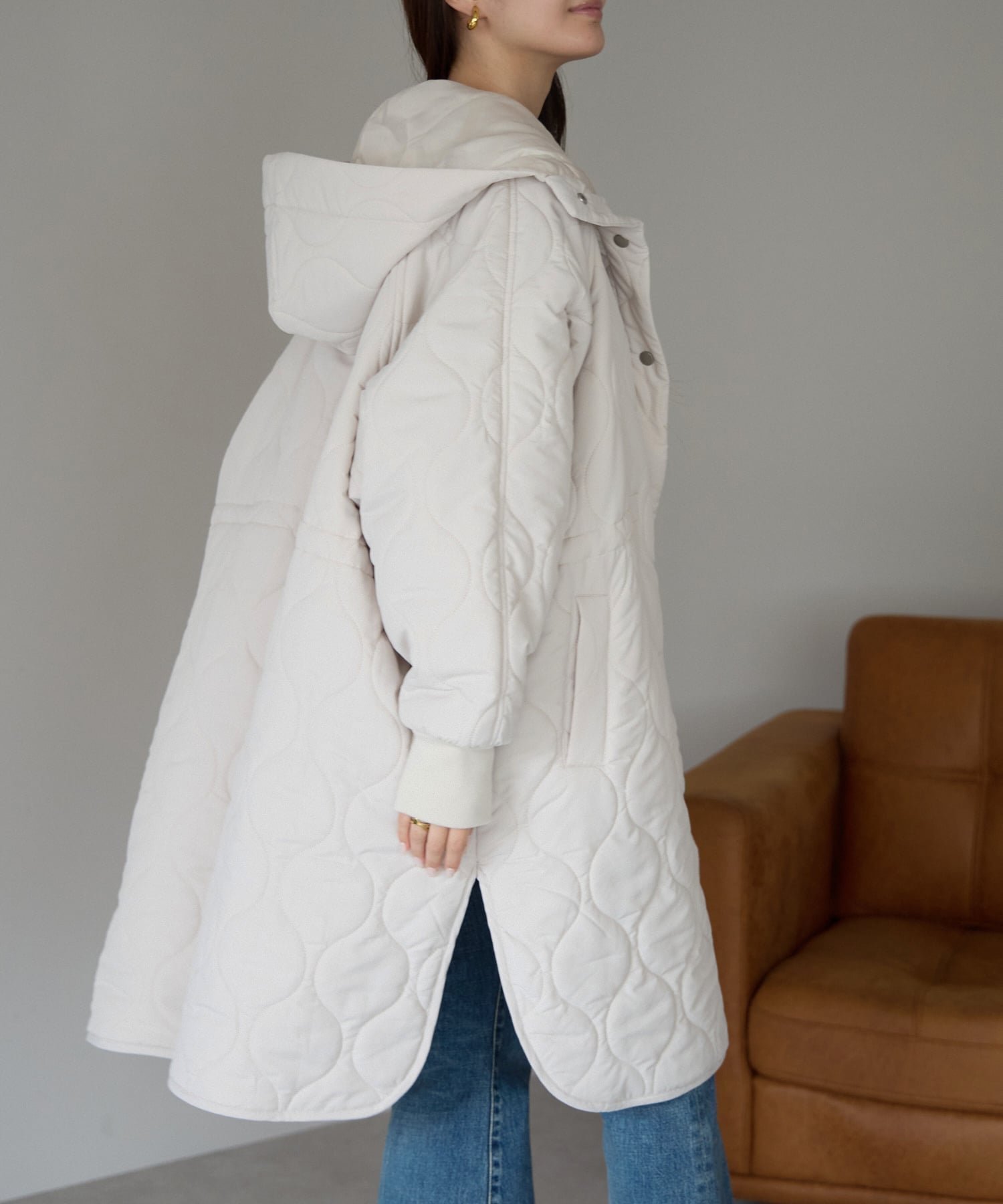 【プレフェリール/PREFERIR】のキルティングフード付きコート 人気、トレンドファッション・服の通販 founy(ファニー) 　ファッション　Fashion　レディースファッション　Fashion for Women　アウター　Coat / Outerwear Collection　コート・ロングコート・ピーコート　Long Coats, Peacoats & More　キルティング　Quilted, Quilting　ドローコード　Drawcord, Drawstring Cord　リブニット　Rib Knit, Ribbed Knit　リラックス　Relax, Relaxed Fit　ロング　Long, Long-Length　ワイド　Wide, Wide Fit　A/W・秋冬　Autumn/Winter　 other-1|ID: prp329100004789769 ipo3291000000035047815