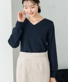 【アー ヴェー ヴェー/a.v.v】の【洗える】Vネック美ラクるパフスリーブニット【WEB限定】 ネイビー|ID: prp329100004789787 ipo3291000000035263504