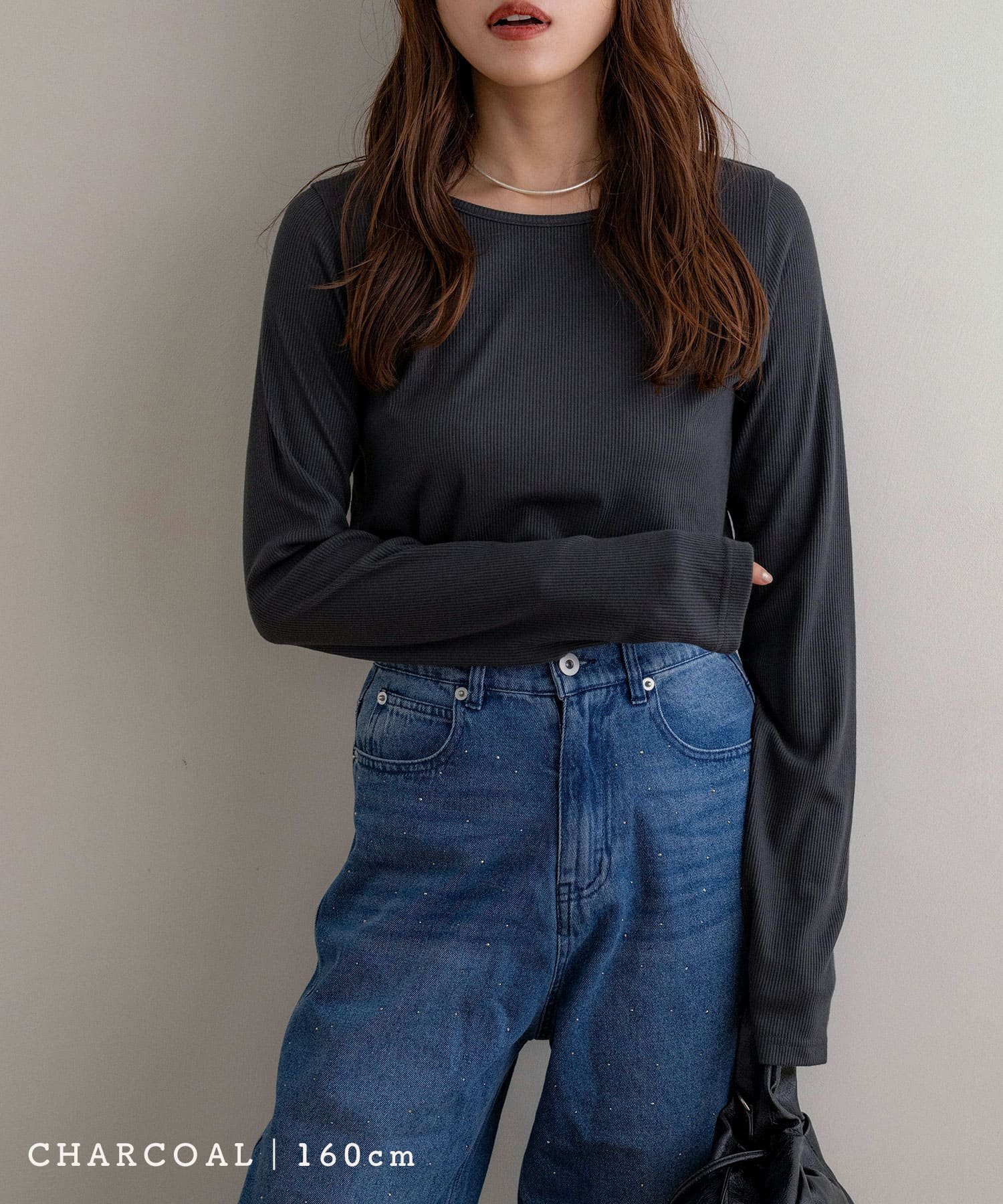 【ノアル/NOAHL】のラメリブロンT インテリア・キッズ・メンズ・レディースファッション・服の通販 founy(ファニー) 　ファッション　Fashion　レディースファッション　Fashion for Women　トップス・カットソー　Cut & Sew Tops　ロングTシャツ・Tシャツ　Longline T-Shirts & Tees　インナー　Innerwear　ポケット　Pocket, Pocket Detail　チャコール|ID: prp329100004789790 ipo3291000000034800754