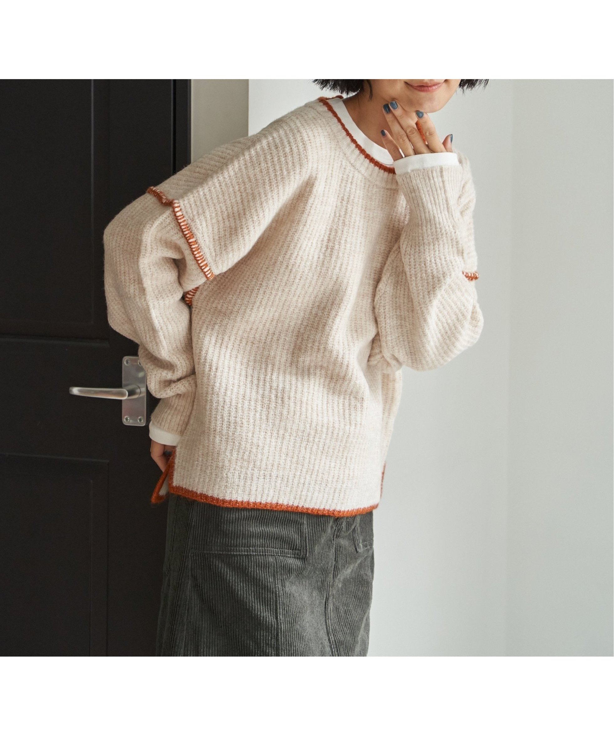 【エルビーシー/LBC】のステッチ配色畦ラインニットプルオーバー インテリア・キッズ・メンズ・レディースファッション・服の通販 founy(ファニー) ファッション Fashion レディースファッション Fashion for Women トップス・カットソー Cut & Sew Tops ニット Knit Tops & Sweaters カジュアルプルオーバー・ニットトップス Pullovers & Knit Tops / Casual Pullovers スリット Slit, Slit Detail デニム Denim, Jeans Material モックネック Mock Neck, Short Turtleneck 手編み Hand-Knitted, Handmade Knit 畦 Ribbed Knit オフホワイト|ID: prp329100004789791 ipo3291000000034759082