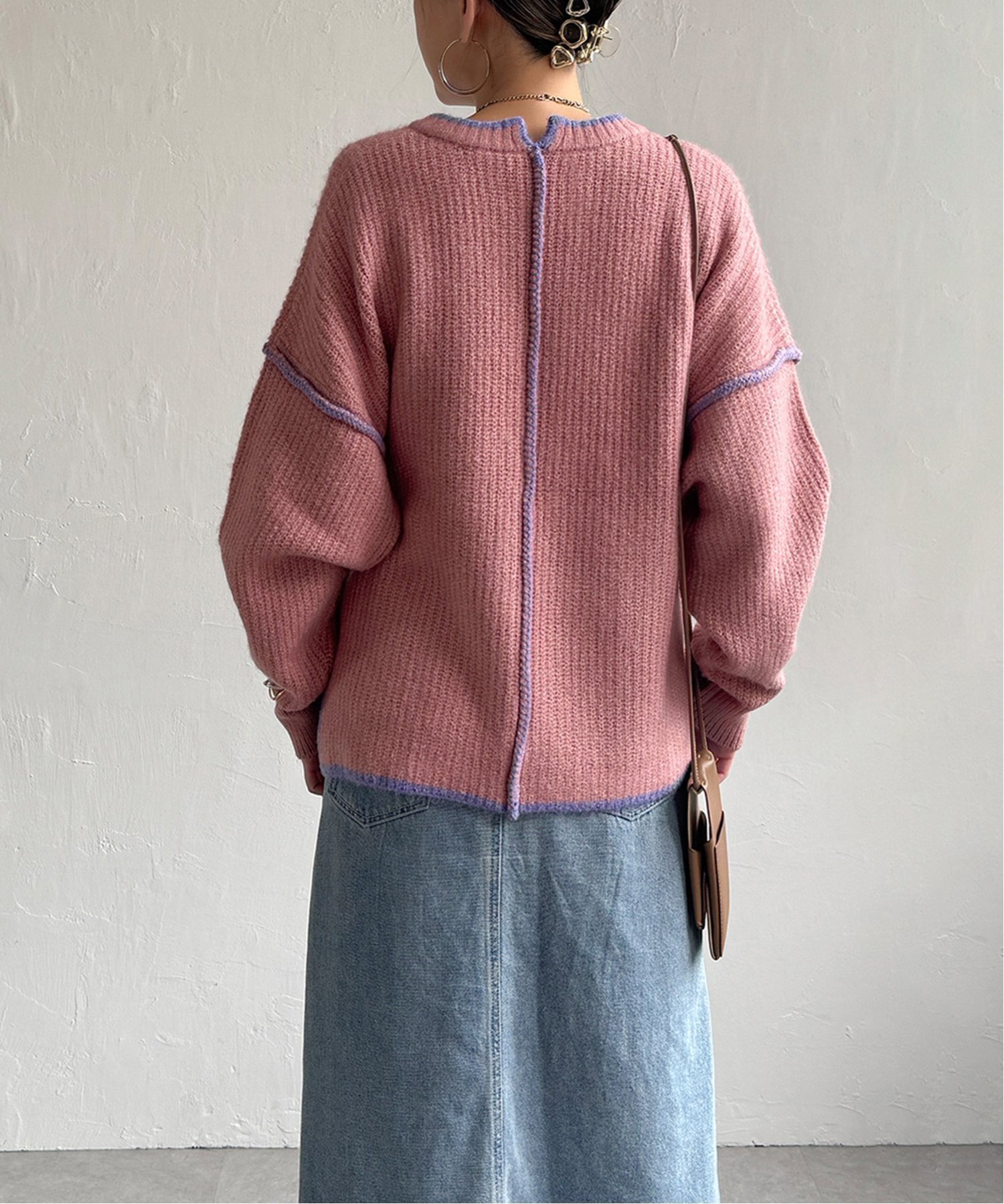 【エルビーシー/LBC】のステッチ配色畦ラインニットプルオーバー インテリア・キッズ・メンズ・レディースファッション・服の通販 founy(ファニー) ファッション Fashion レディースファッション Fashion for Women トップス・カットソー Cut & Sew Tops ニット Knit Tops & Sweaters カジュアルプルオーバー・ニットトップス Pullovers & Knit Tops / Casual Pullovers スリット Slit, Slit Detail デニム Denim, Jeans Material モックネック Mock Neck, Short Turtleneck 手編み Hand-Knitted, Handmade Knit 畦 Ribbed Knit ピンク|ID: prp329100004789791 ipo3291000000034759085