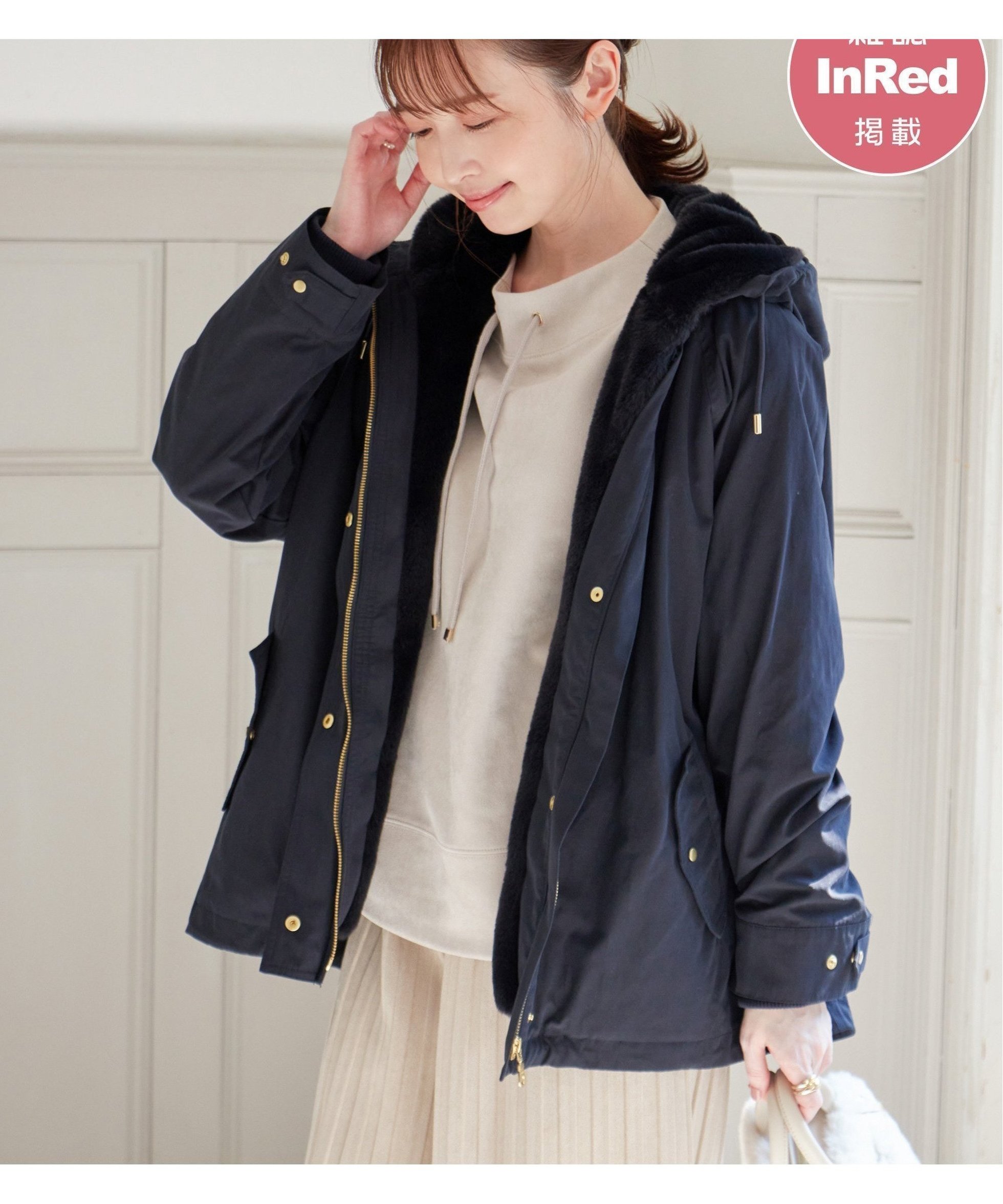 【イッカ/ikka】の【雑誌InRed12月号掲載】ライナー付き3WAYマウンテンパーカー 人気、トレンドファッション・服の通販 founy(ファニー) 　雑誌掲載アイテム　Magazine Picks & Fashion Features　ファッション雑誌　Fashion Magazines　インレッド　InRed　ファッション　Fashion　レディースファッション　Fashion for Women　トップス・カットソー　Cut & Sew Tops　レディースパーカー・カジュアルフーディー　Casual Hoodies & Sweatshirts　春　Spring　秋　Autumn　12月号　December Issue　スリーブ　Sleeve, Long Sleeve / Short Sleeve　雑誌　Magazine, Fashion Magazine　パターン　Pattern, Design Print　パーカー　Hoodie, Parka　ピーチ　Peach, Soft Touch　フェイクファー　Faux Fur, Imitation Fur　ミドル　Middle Length, Mid Height　ライナー　Liner, Inner Layer　冬　Winter / This Winter　おすすめ　Recommended / Our Picks　 other-1|ID: prp329100004789835 ipo3291000000034759305