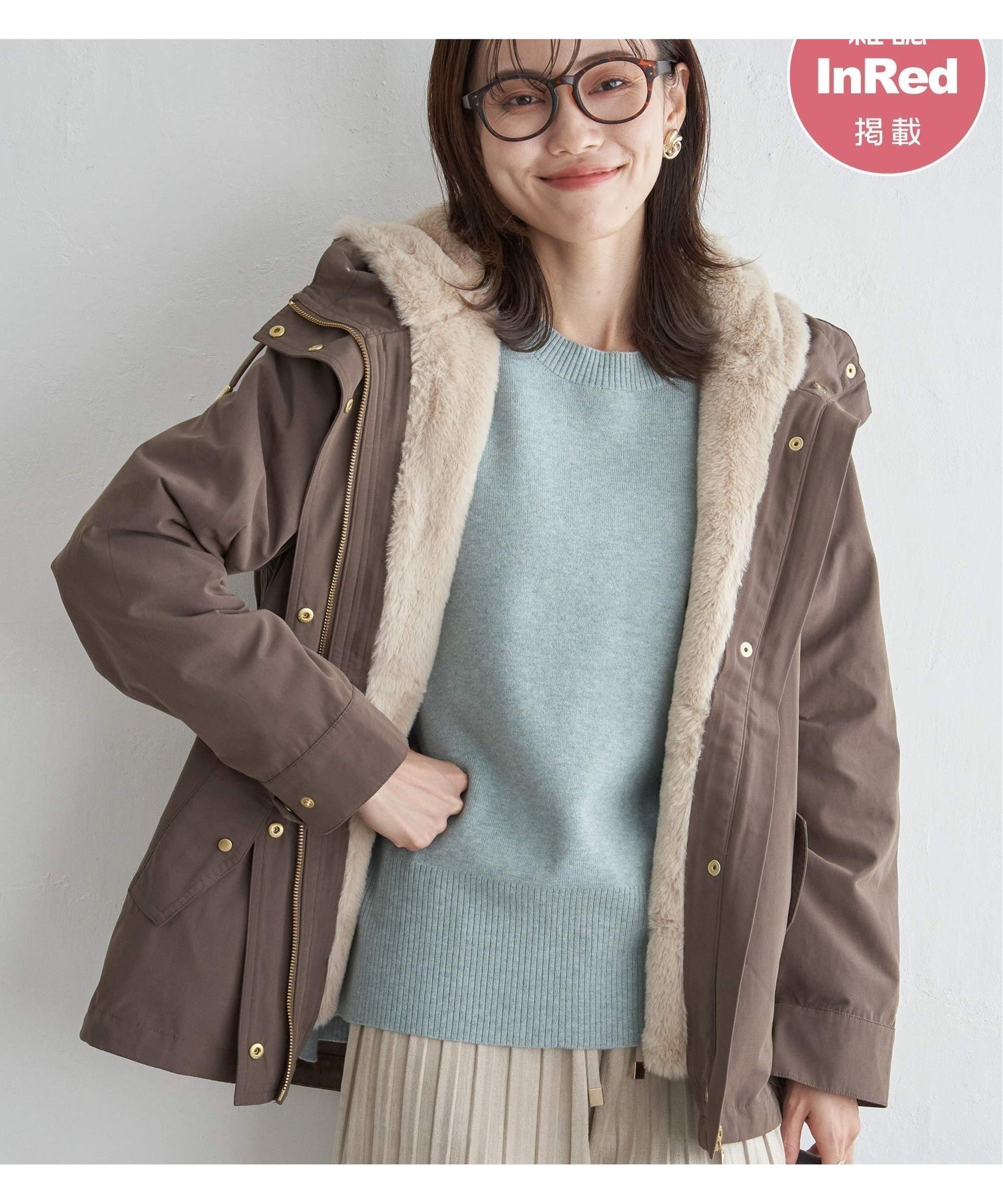 【イッカ/ikka】の【雑誌InRed12月号掲載】ライナー付き3WAYマウンテンパーカー インテリア・キッズ・メンズ・レディースファッション・服の通販 founy(ファニー) 　雑誌掲載アイテム　Magazine Picks & Fashion Features　ファッション雑誌　Fashion Magazines　インレッド　InRed　ファッション　Fashion　レディースファッション　Fashion for Women　トップス・カットソー　Cut & Sew Tops　レディースパーカー・カジュアルフーディー　Casual Hoodies & Sweatshirts　春　Spring　秋　Autumn　12月号　December Issue　スリーブ　Sleeve, Long Sleeve / Short Sleeve　雑誌　Magazine, Fashion Magazine　パターン　Pattern, Design Print　パーカー　Hoodie, Parka　ピーチ　Peach, Soft Touch　フェイクファー　Faux Fur, Imitation Fur　ミドル　Middle Length, Mid Height　ライナー　Liner, Inner Layer　冬　Winter / This Winter　おすすめ　Recommended / Our Picks　ブラウン|ID: prp329100004789835 ipo3291000000034759317