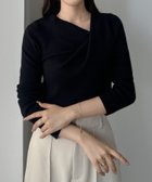 【ジュノア/JUNOAH】のLouere ドレープアシメネックニットトップス 人気、トレンドファッション・服の通販 founy(ファニー) ファッション Fashion レディースファッション Fashion for Women トップス・カットソー Cut & Sew Tops ニット Knit Tops & Sweaters thumbnail ブラック|ID: prp329100004789837 ipo3291000000034759311