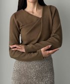 【ジュノア/JUNOAH】のLouere ドレープアシメネックニットトップス 人気、トレンドファッション・服の通販 founy(ファニー) ファッション Fashion レディースファッション Fashion for Women トップス・カットソー Cut & Sew Tops ニット Knit Tops & Sweaters thumbnail ブラウン|ID: prp329100004789837 ipo3291000000034759314