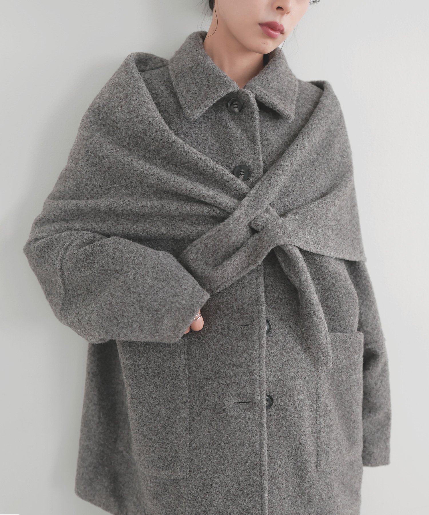 【リアン/Lian】のストールセットウールライクコート インテリア・キッズ・メンズ・レディースファッション・服の通販 founy(ファニー) 　ファッション　Fashion　レディースファッション　Fashion for Women　アウター　Coat / Outerwear Collection　コート・ロングコート・ピーコート　Long Coats, Peacoats & More　ストール　Stole, Wrap　チャコールグレー|ID: prp329100004789848 ipo3291000000034759391