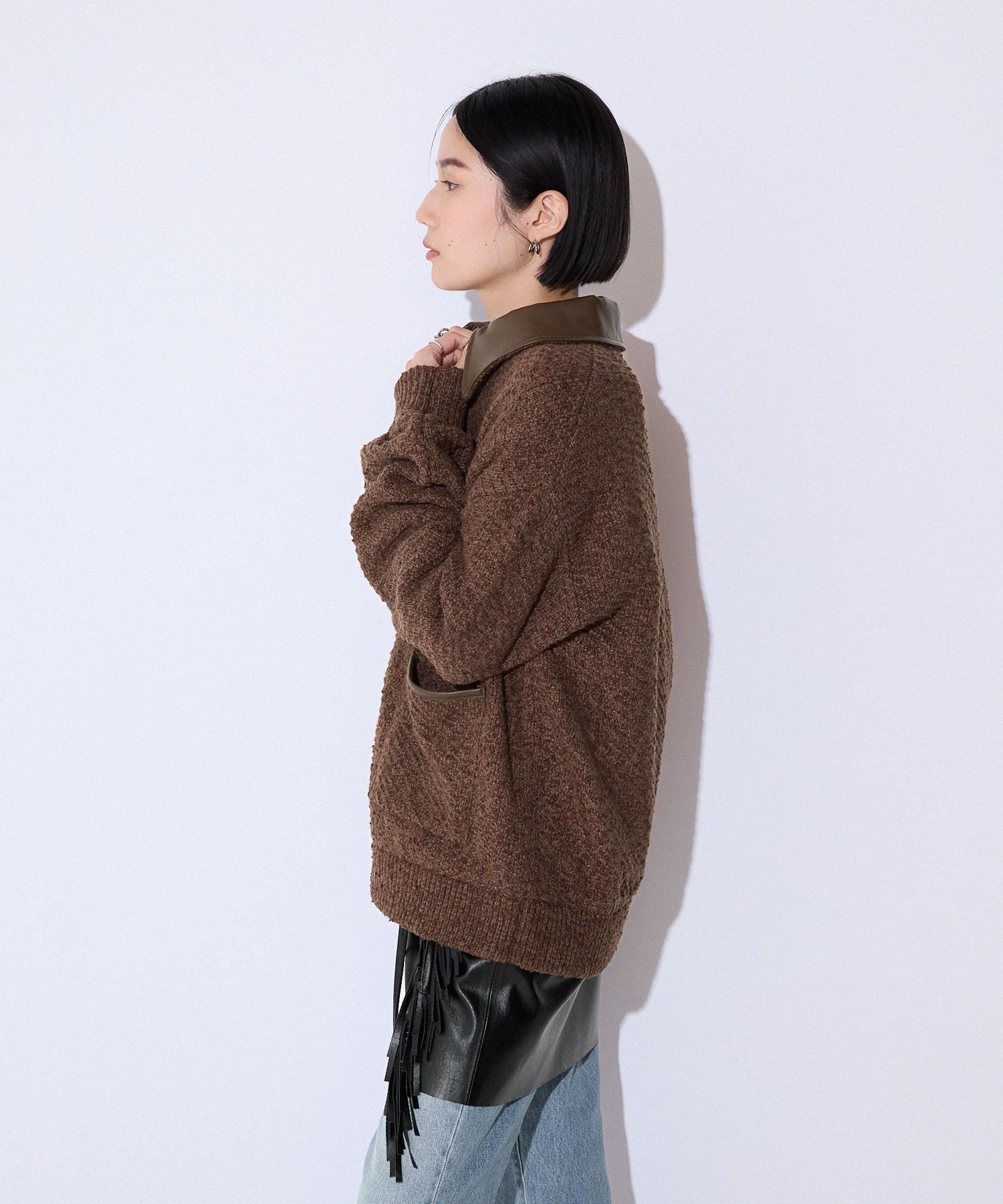 【ジーナシス/JEANASiS】のツイーディニットジャケット インテリア・キッズ・メンズ・レディースファッション・服の通販 founy(ファニー) ファッション Fashion レディースファッション Fashion for Women アウター Coat / Outerwear Collection レディースジャケット・軽アウター Jackets おすすめ Recommended / Our Picks インナー Innerwear カーディガン Cardigan, Knitwear ショート Short, Short Length デニム Denim, Jeans Material フェイクレザー Faux Leather, PU Leather フレア Flare, Flared ボトム Bottoms, Lower Wear ポケット Pocket, Pocket Detail ワイド Wide, Wide Fit 冬 Winter / This Winter 秋 Autumn ブラウン|ID: prp329100004789853 ipo3291000000034759428