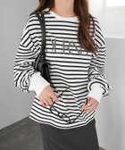 【アンドミー/andme】のフロッキー ロゴプリント ボリューム袖 長袖Tシャツ オフホワイト×ブラック|ID: prp329100004789875 ipo3291000000034759495