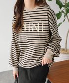 【アンドミー/andme】のフロッキー ロゴプリント ボリューム袖 長袖Tシャツ グレージュ×ブラック|ID: prp329100004789875 ipo3291000000034759496